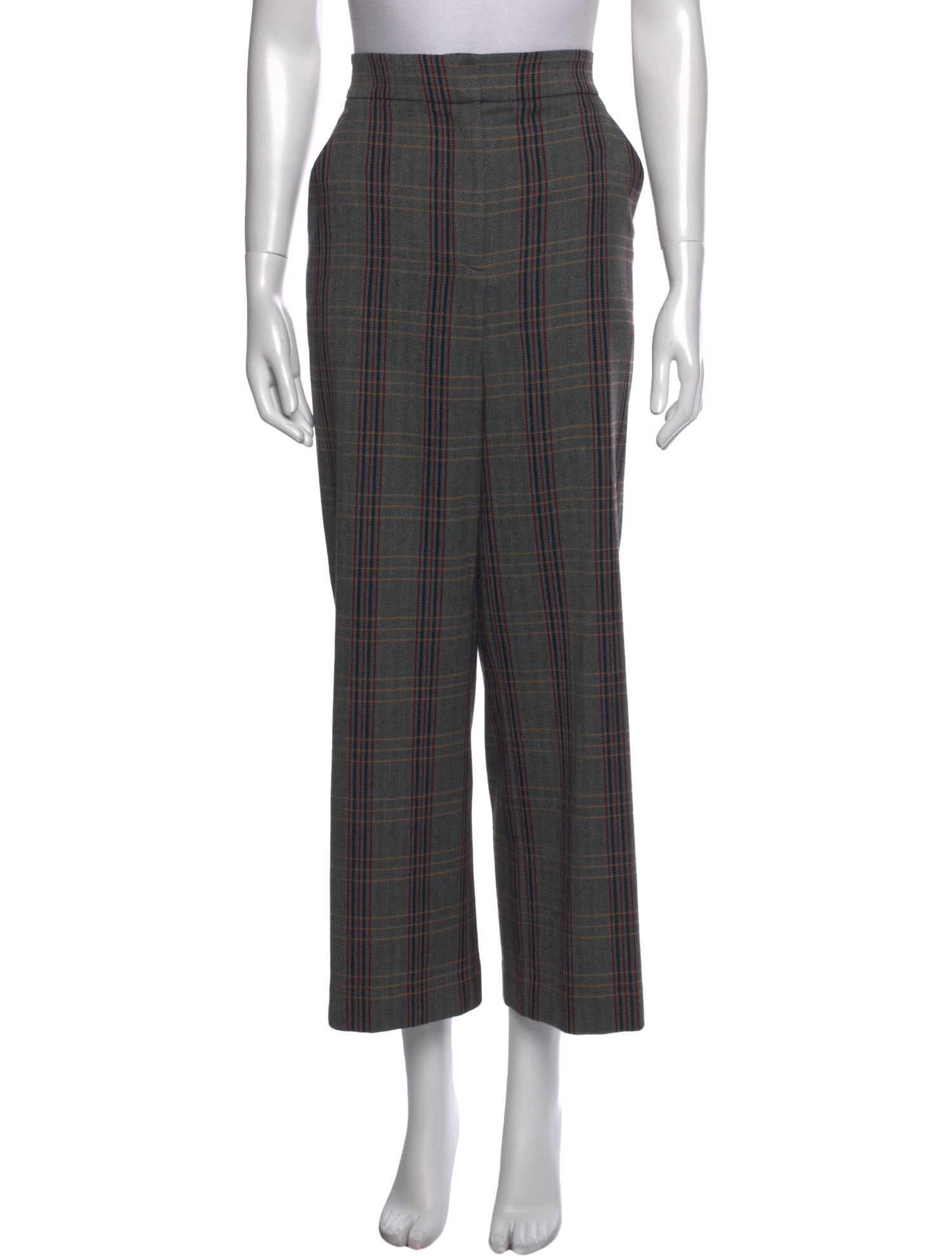 Veronica Beard Plaid Print Wide Leg Pants