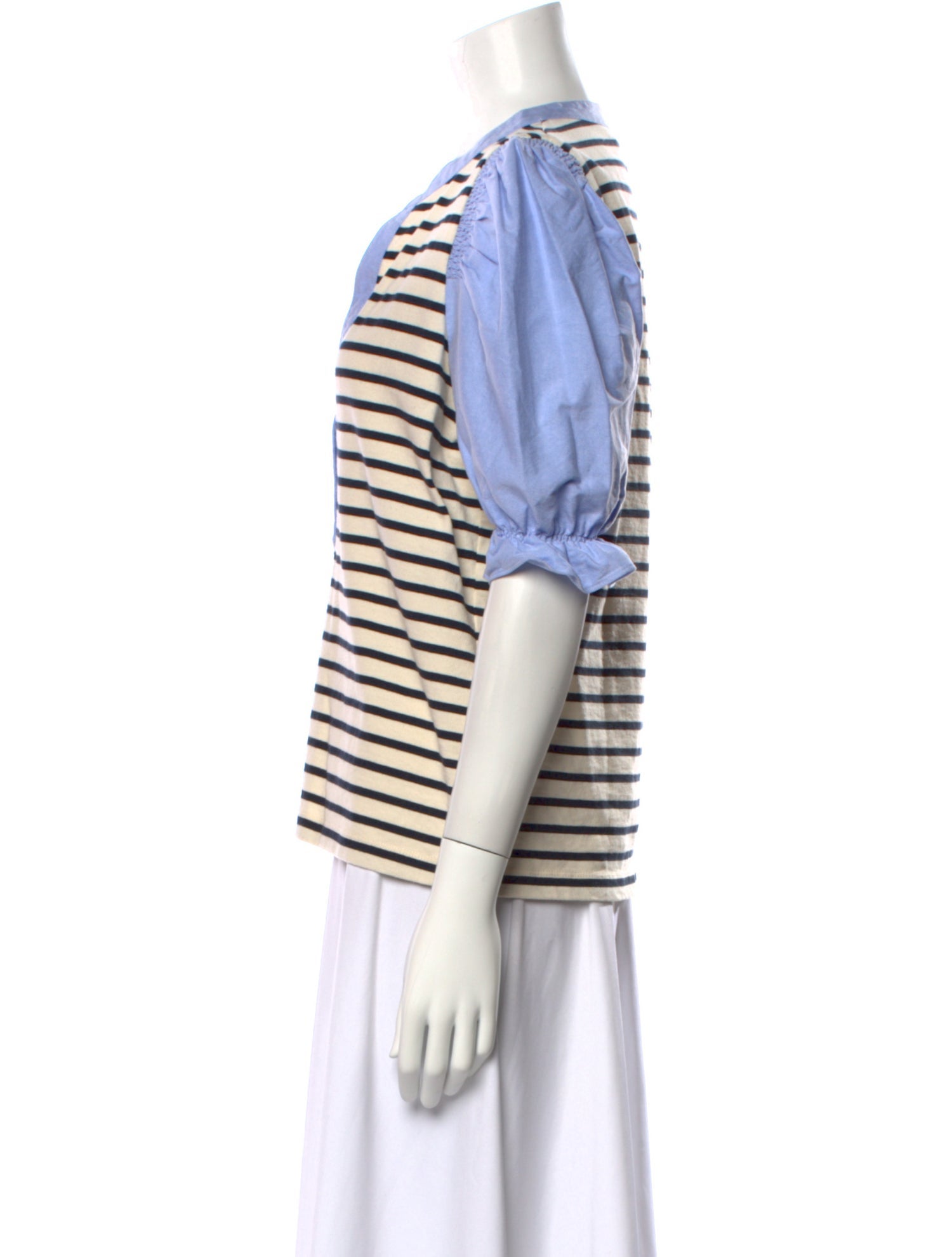Veronica Beard Striped V-Neck Blouse