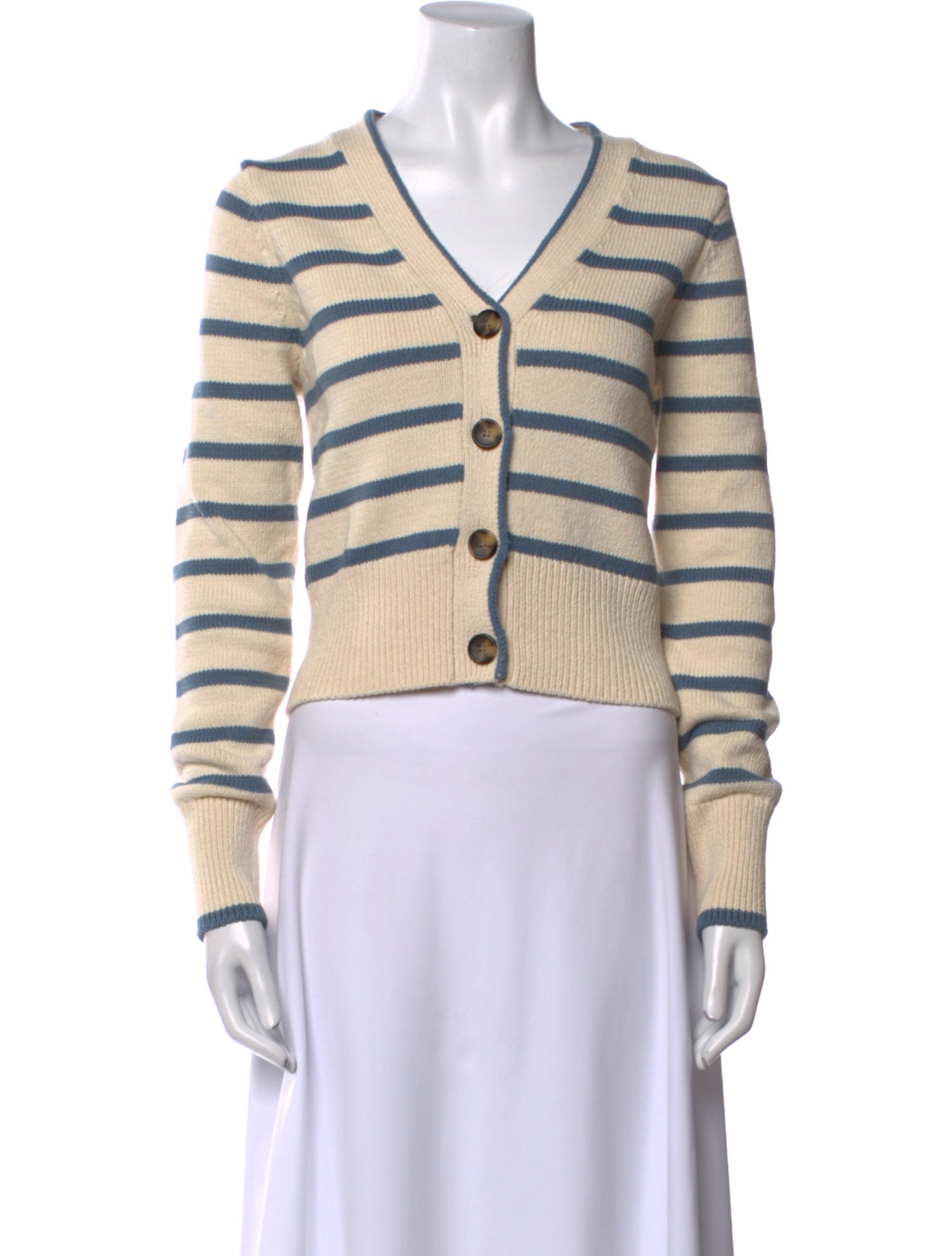 Veronica Beard Striped V-Neck Sweater