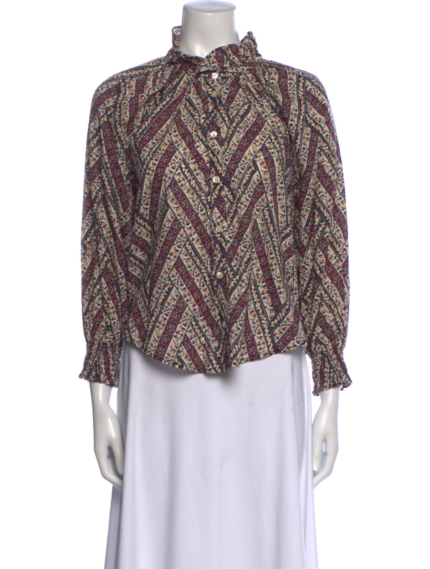 Veronica Beard Printed Mock Neck Blouse