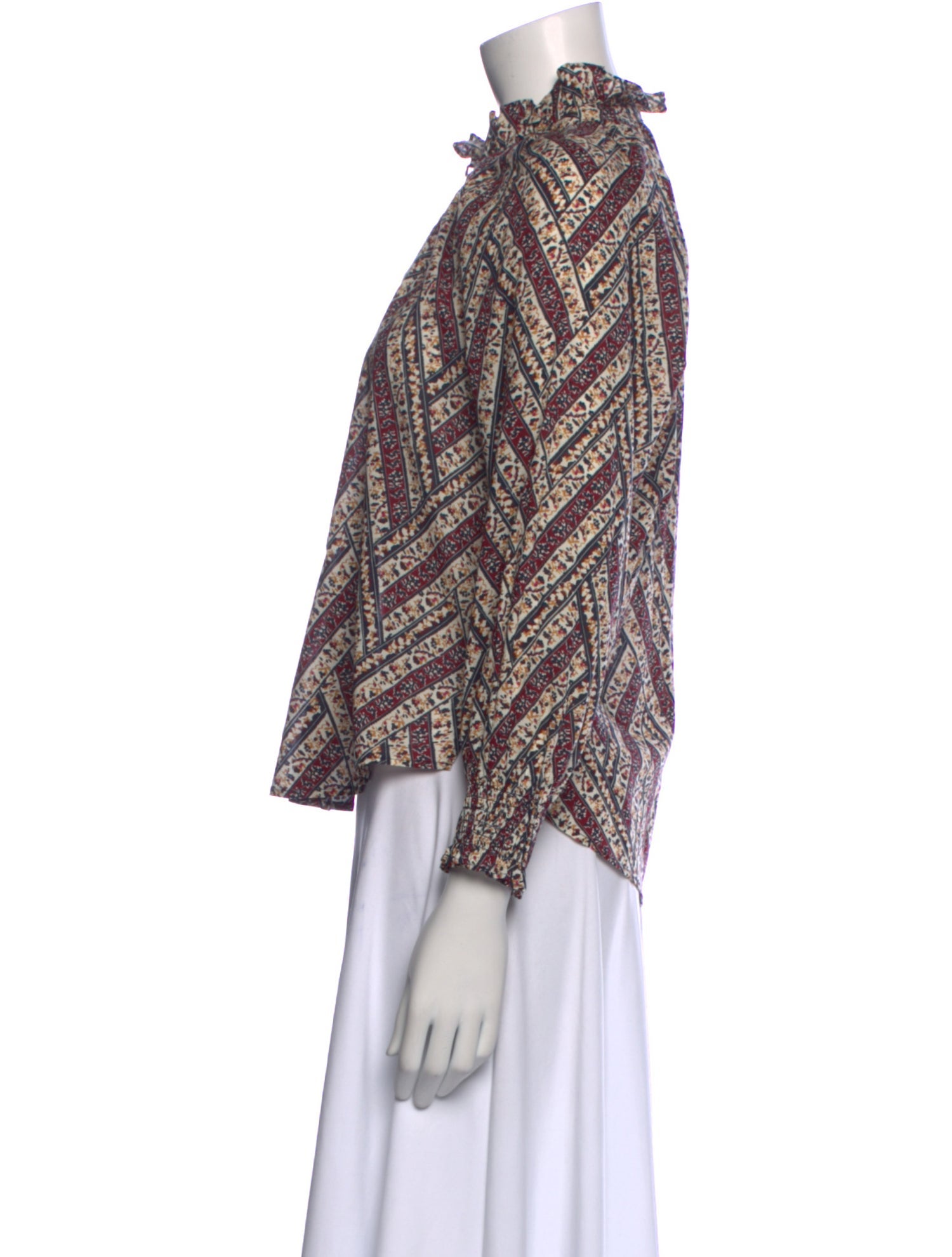 Veronica Beard Printed Mock Neck Blouse