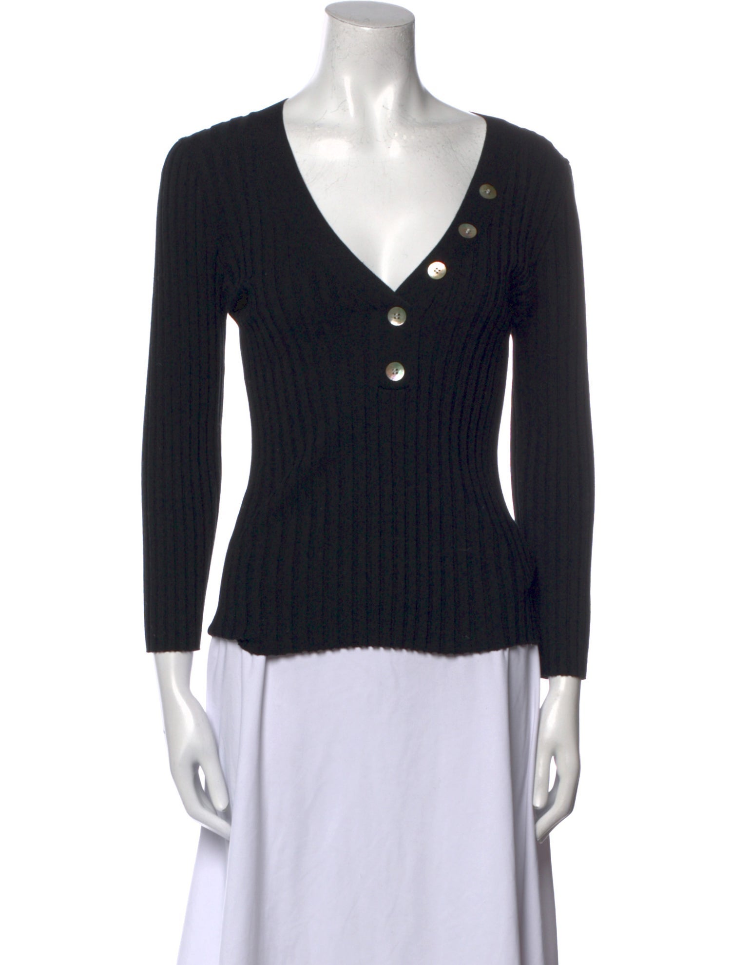 Veronica Beard V-Neck Three-Quarter Sleeve Top