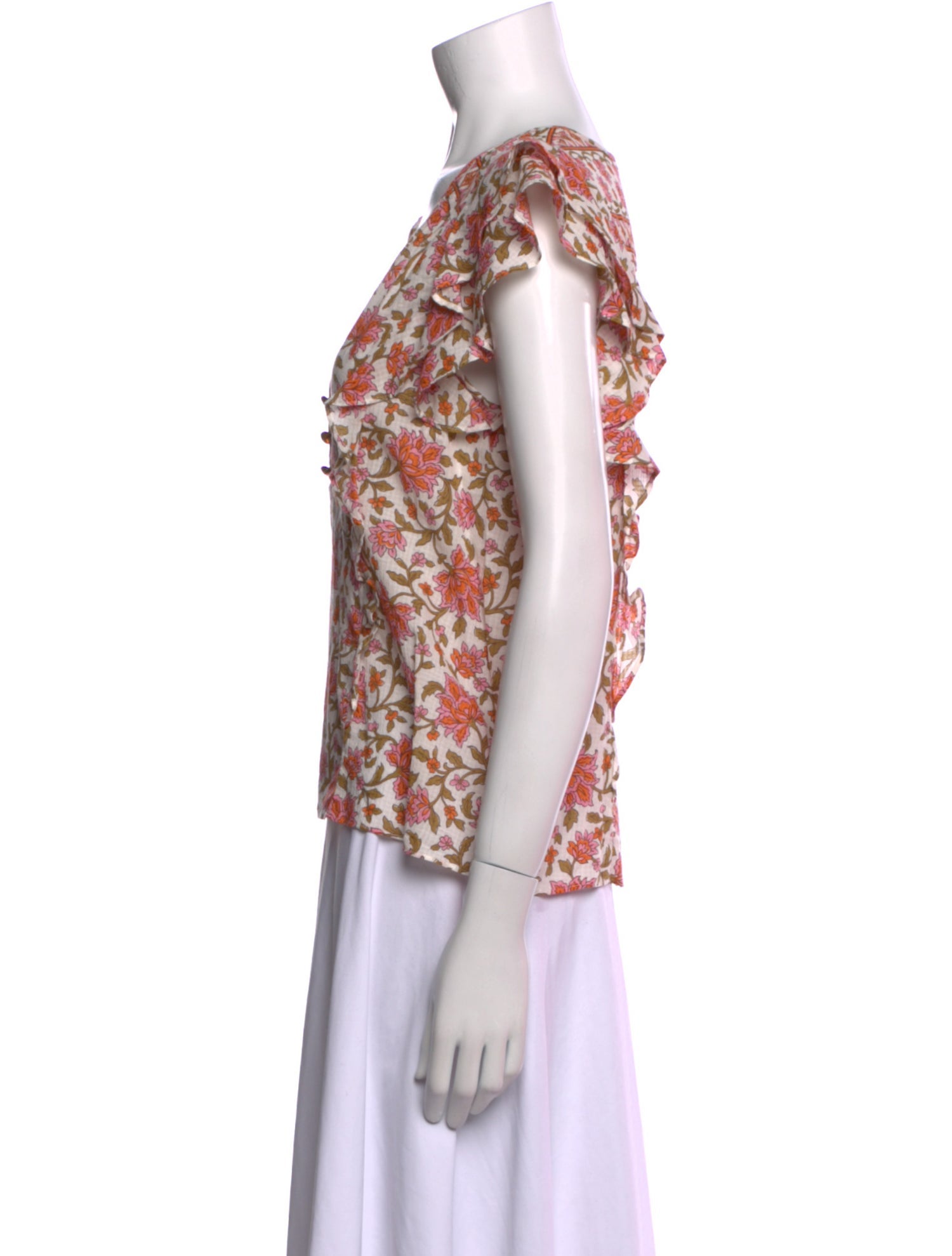 Veronica Beard Floral Print V-Neck Blouse