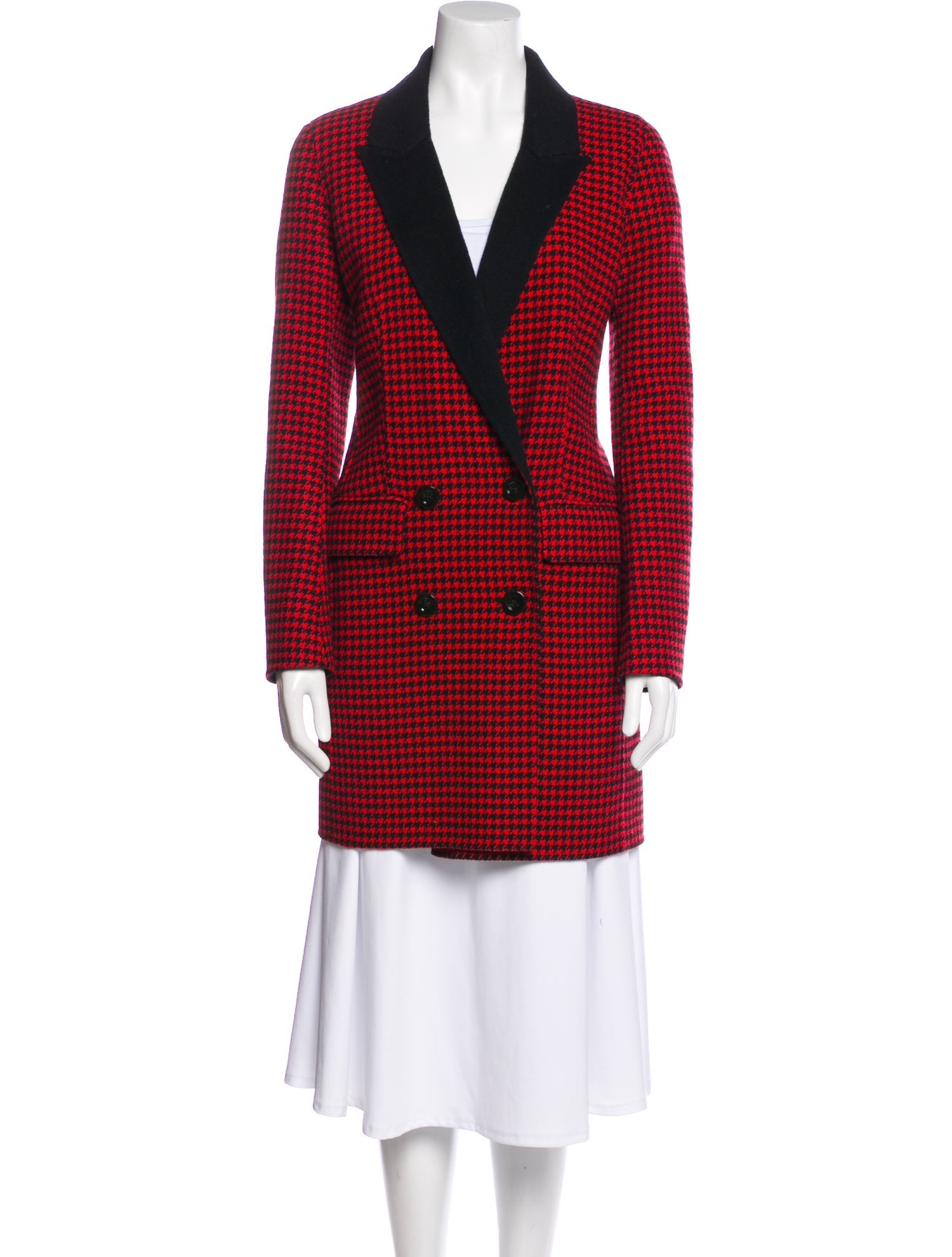 Veronica Beard Wool Houndstooth Print Coat