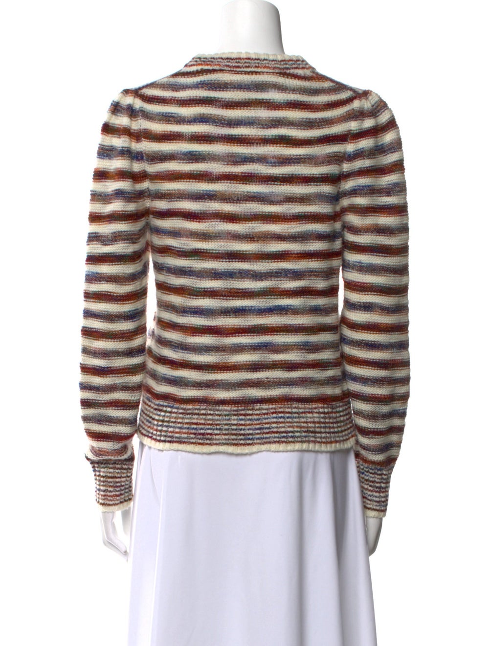 Veronica Beard Pullover White Striped Crochet Tri… - image 3