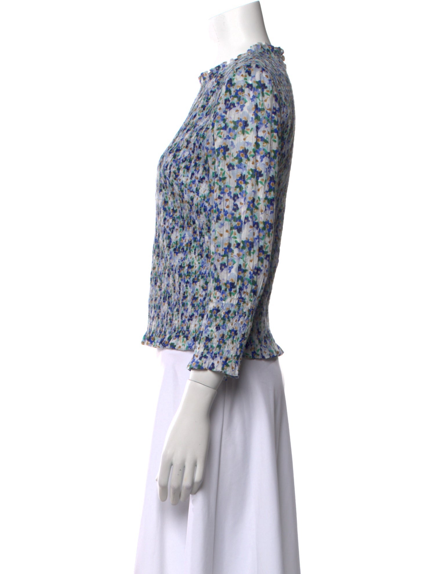 Veronica Beard Floral Print Crew Neck Blouse