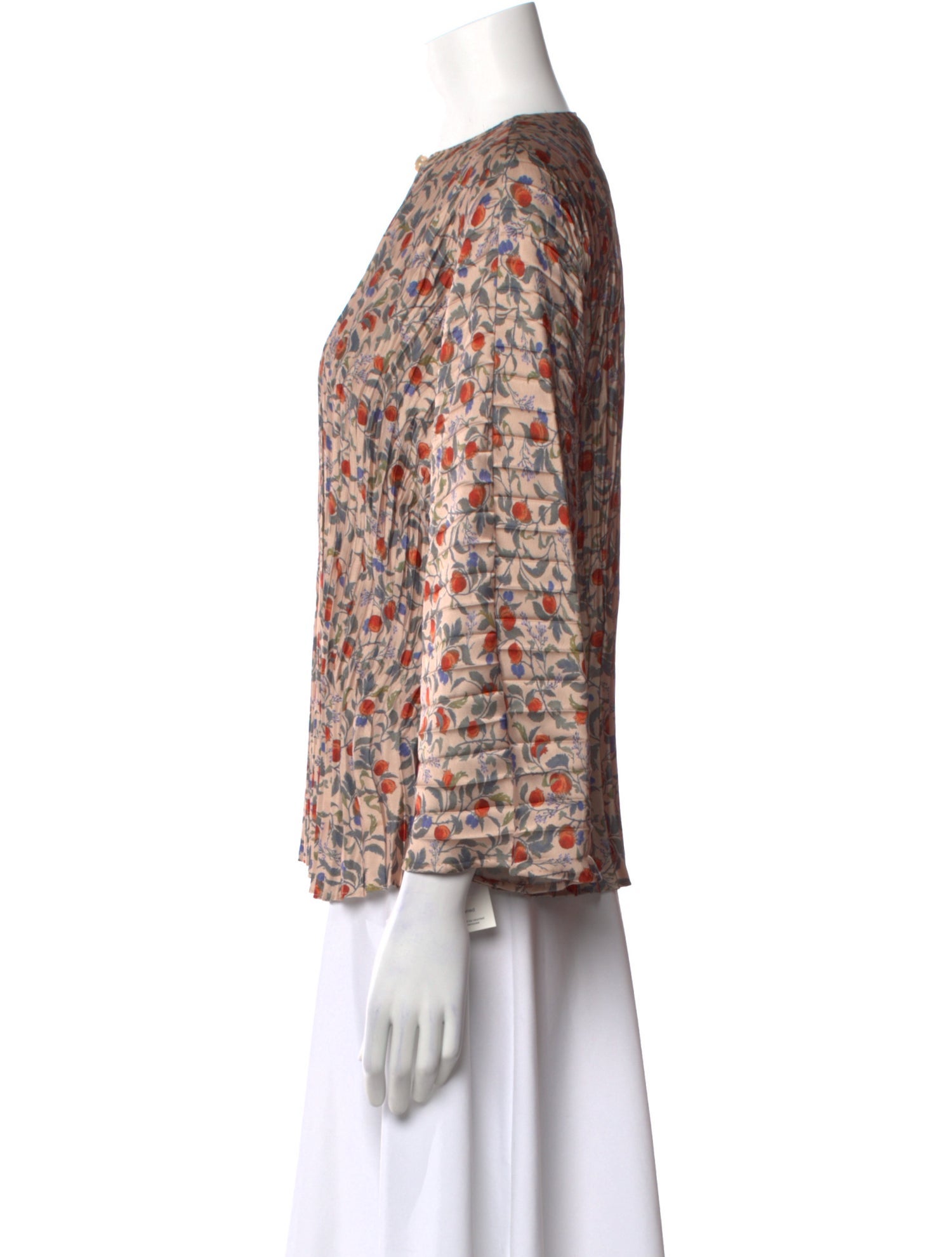 Veronica Beard Floral Print Crew Neck Blouse