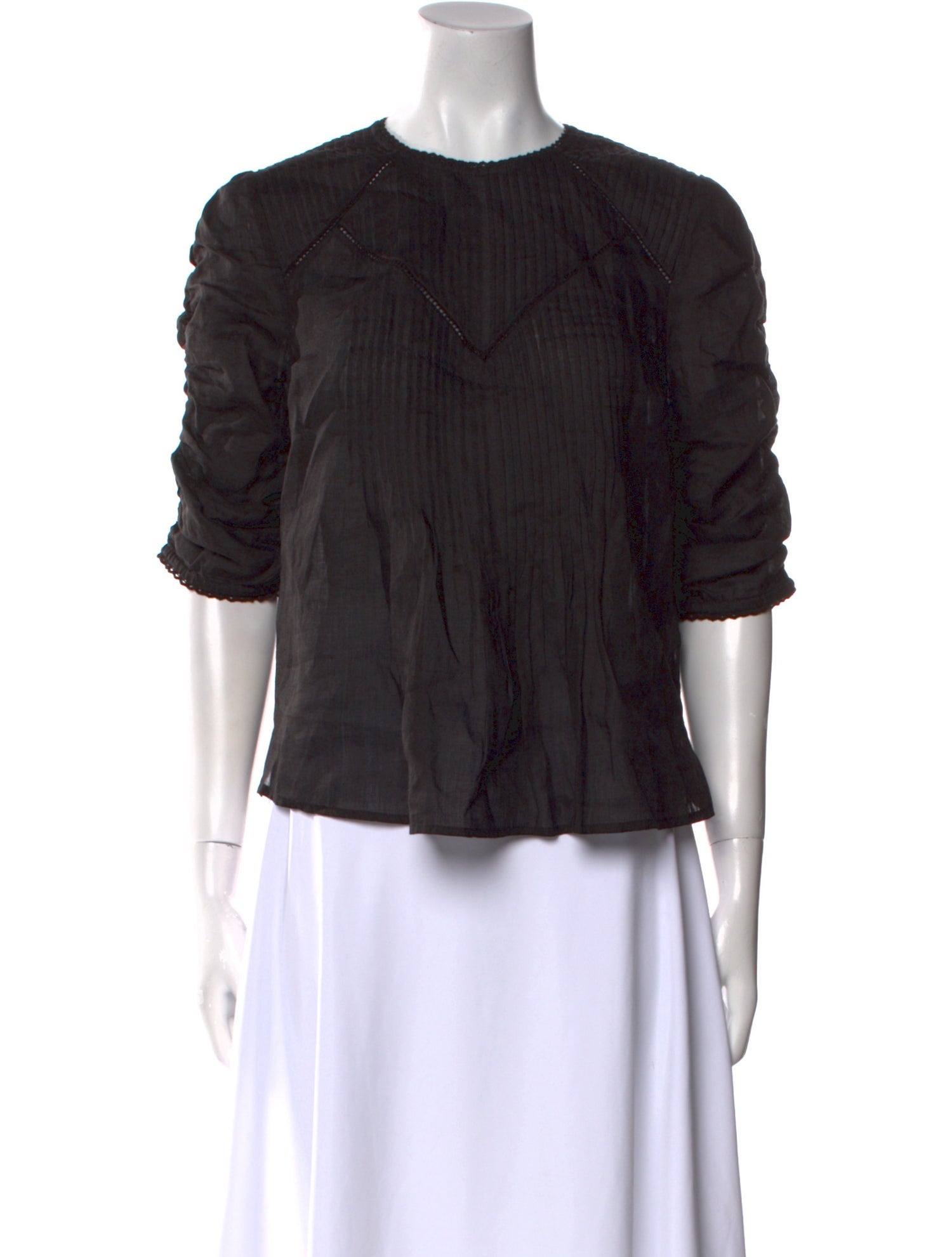 Veronica Beard Crew Neck Three-Quarter Sleeve Blouse