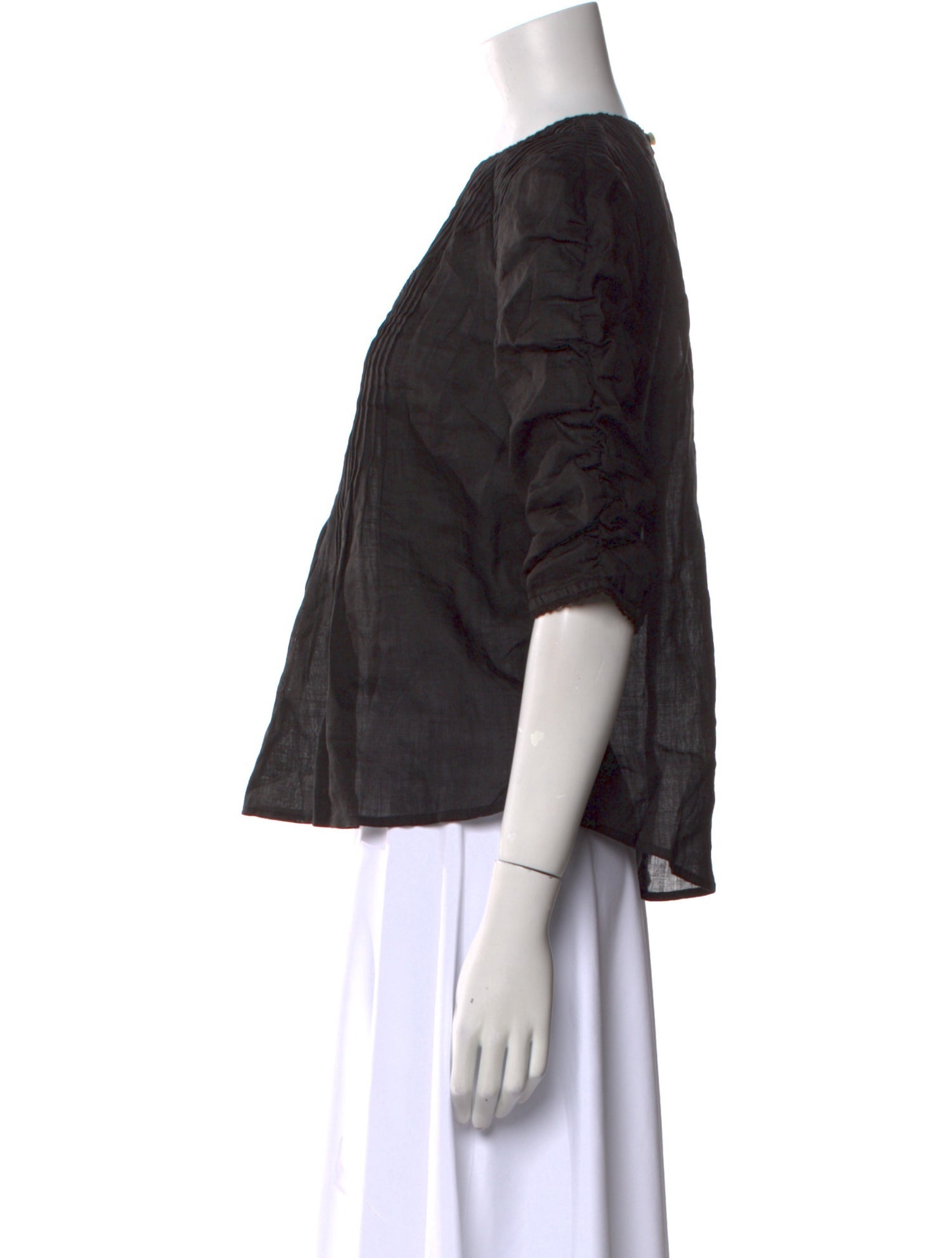 Veronica Beard Crew Neck Three-Quarter Sleeve Blouse