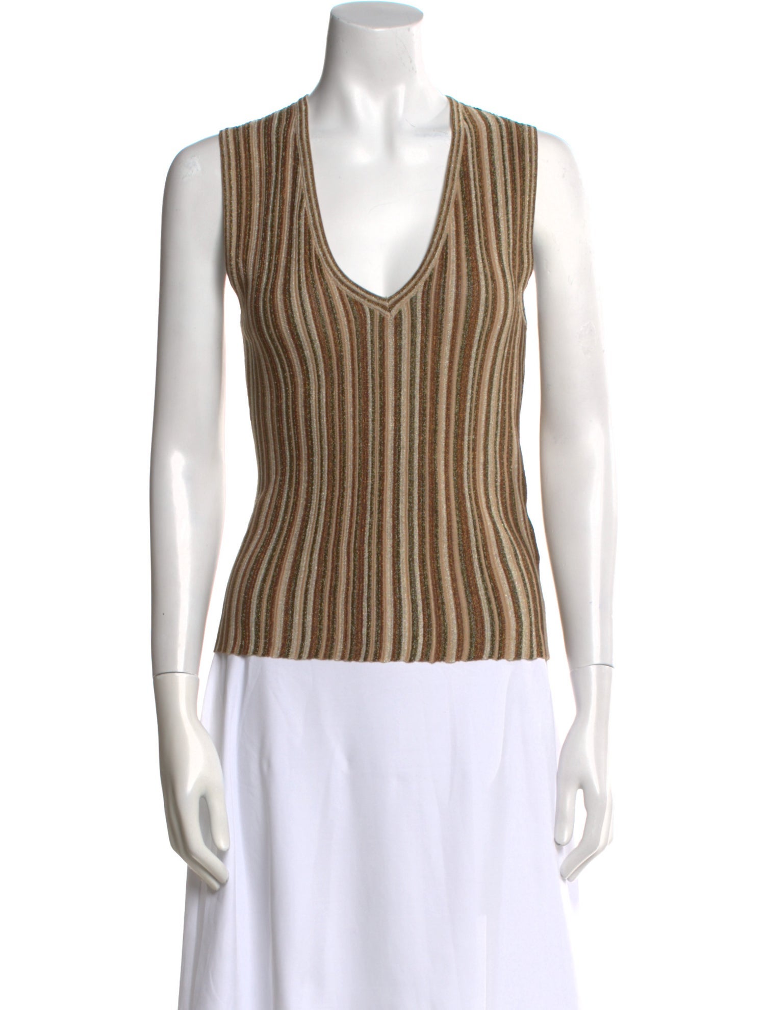 Veronica Beard Striped V-Neck Top