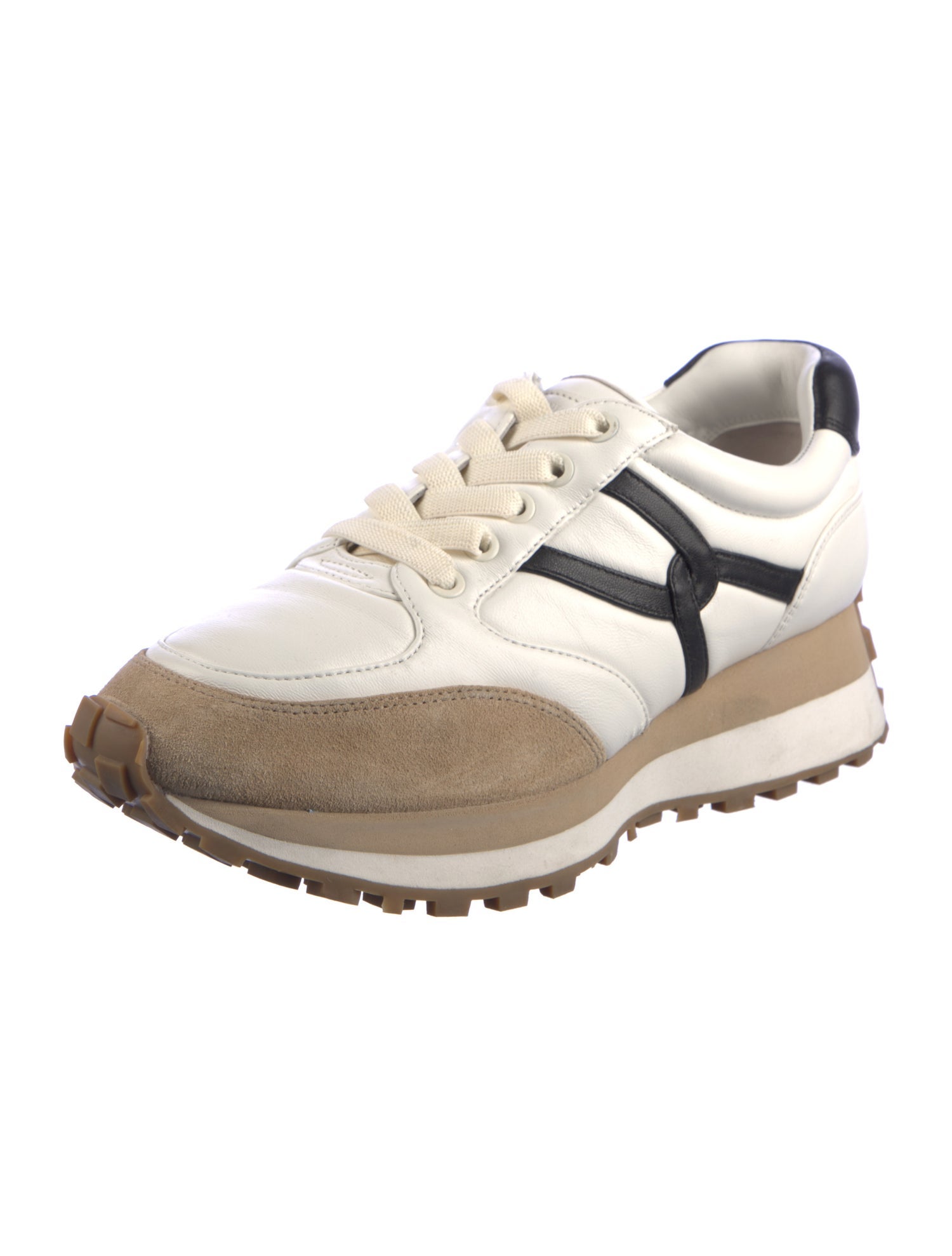 Veronica Beard Leather Colorblock Pattern Sneakers