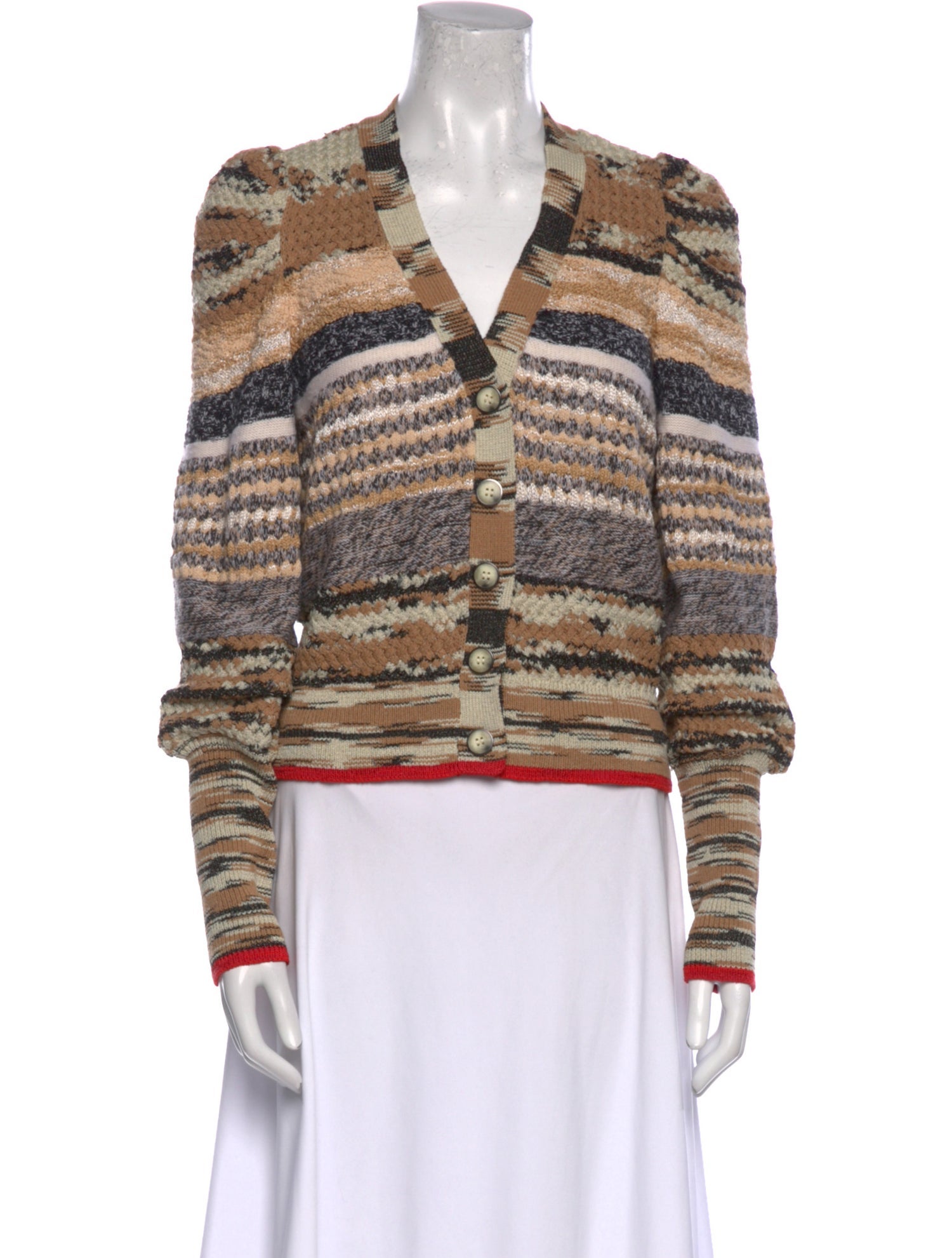 Veronica Beard Striped V-Neck Sweater