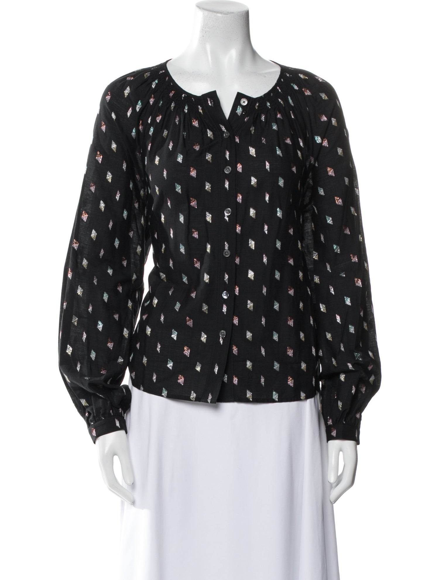 Veronica Beard Printed Crew Neck Blouse