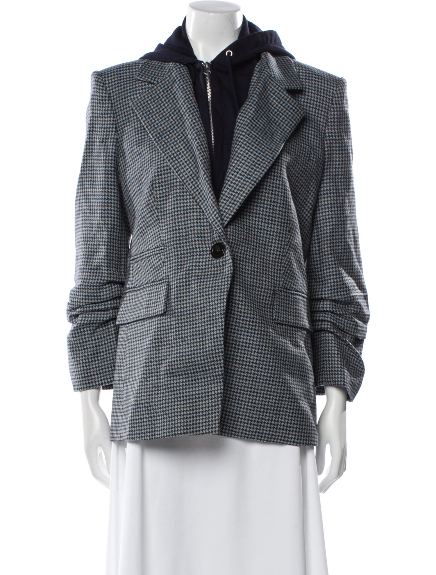 Veronica Beard Wool Houndstooth Print Blazer