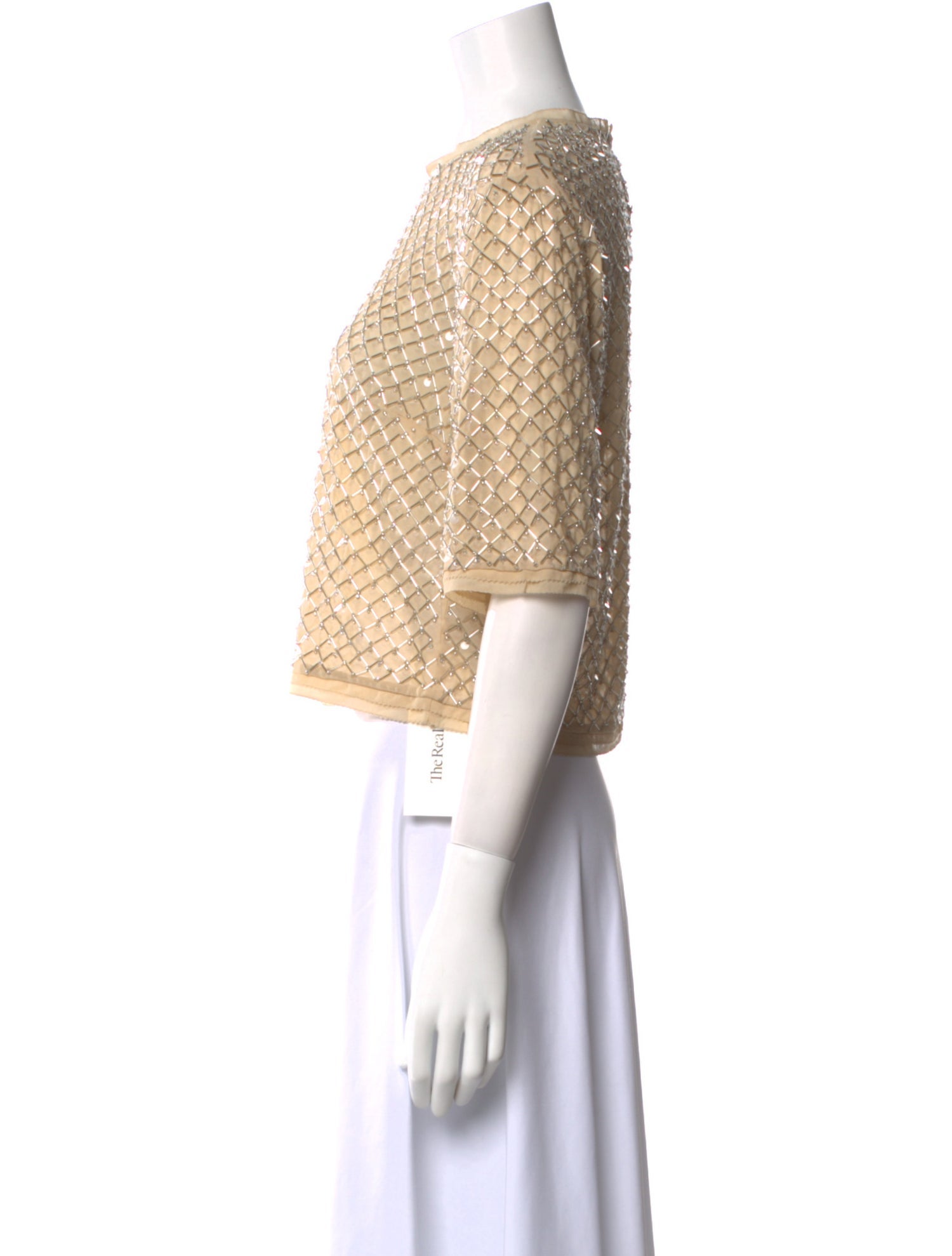 Veronica Beard Crew Neck Short Sleeve Crop Top w/ Tags