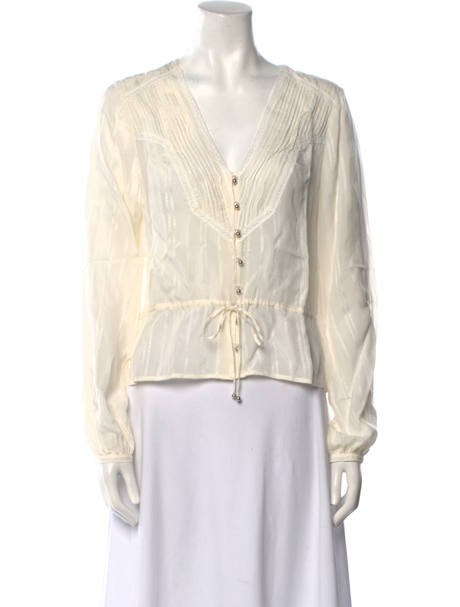 Veronica Beard V-Neck Long Sleeve Blouse