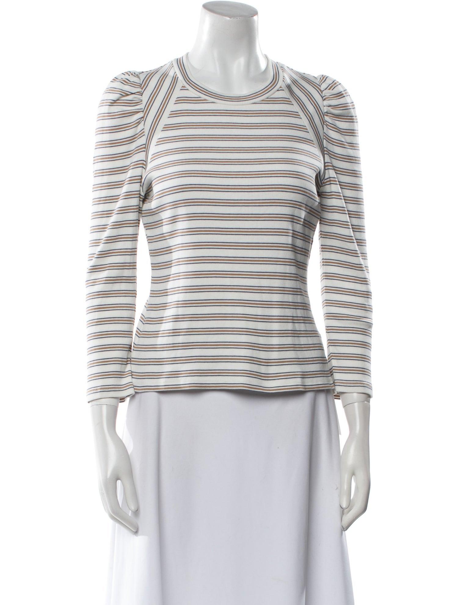 Veronica Beard Striped Crew Neck Top