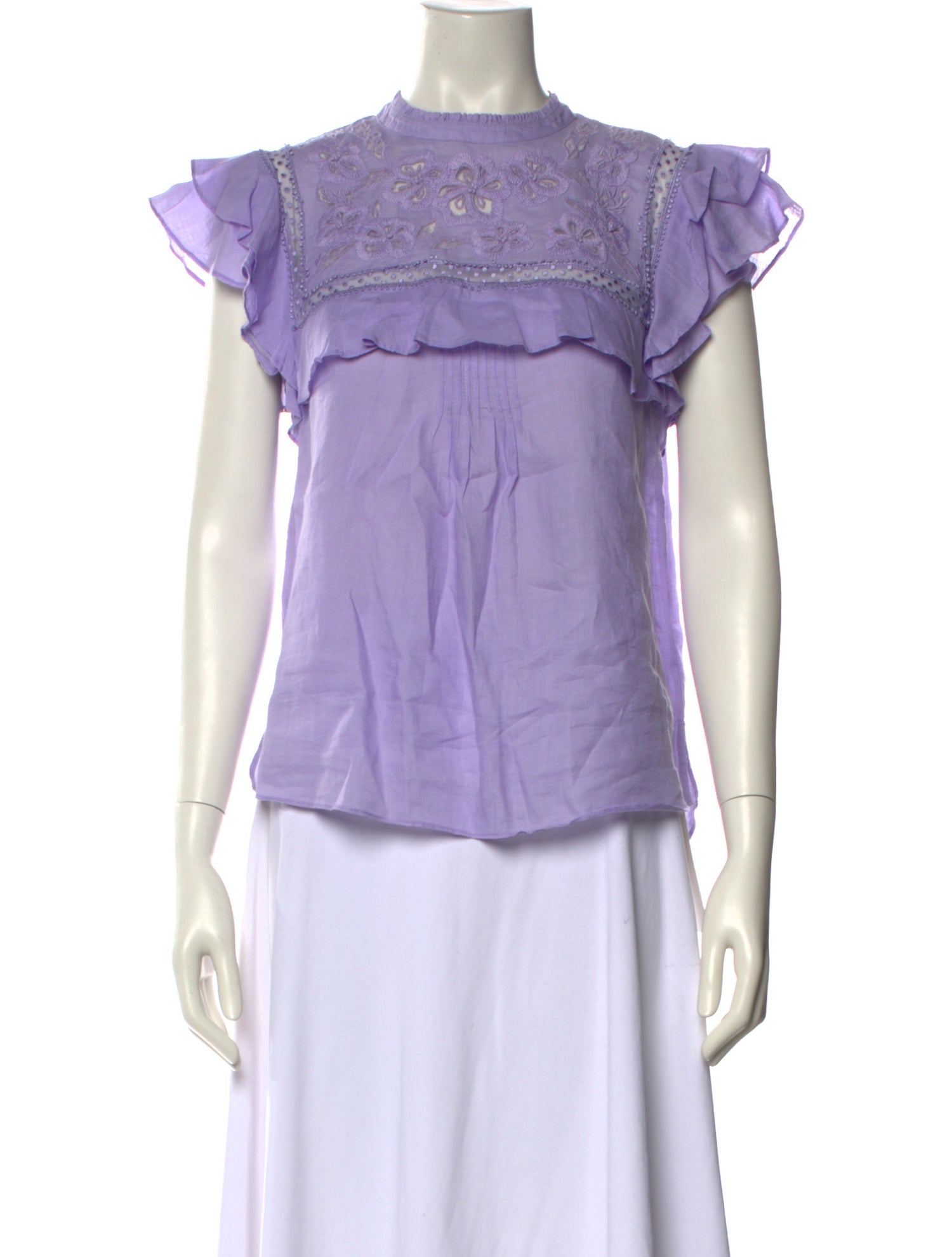 Veronica Beard Mock Neck Short Sleeve Blouse