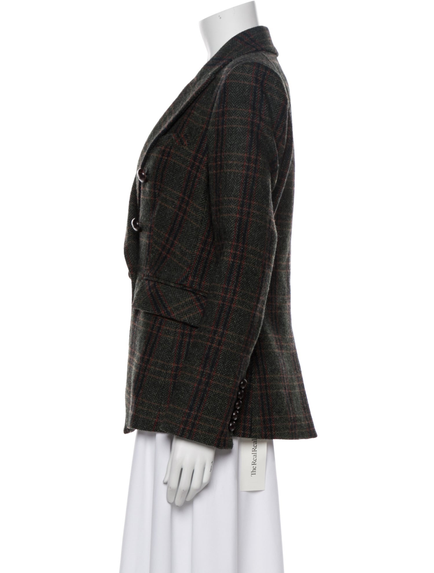Veronica Beard Virgin Wool Plaid Print Blazer