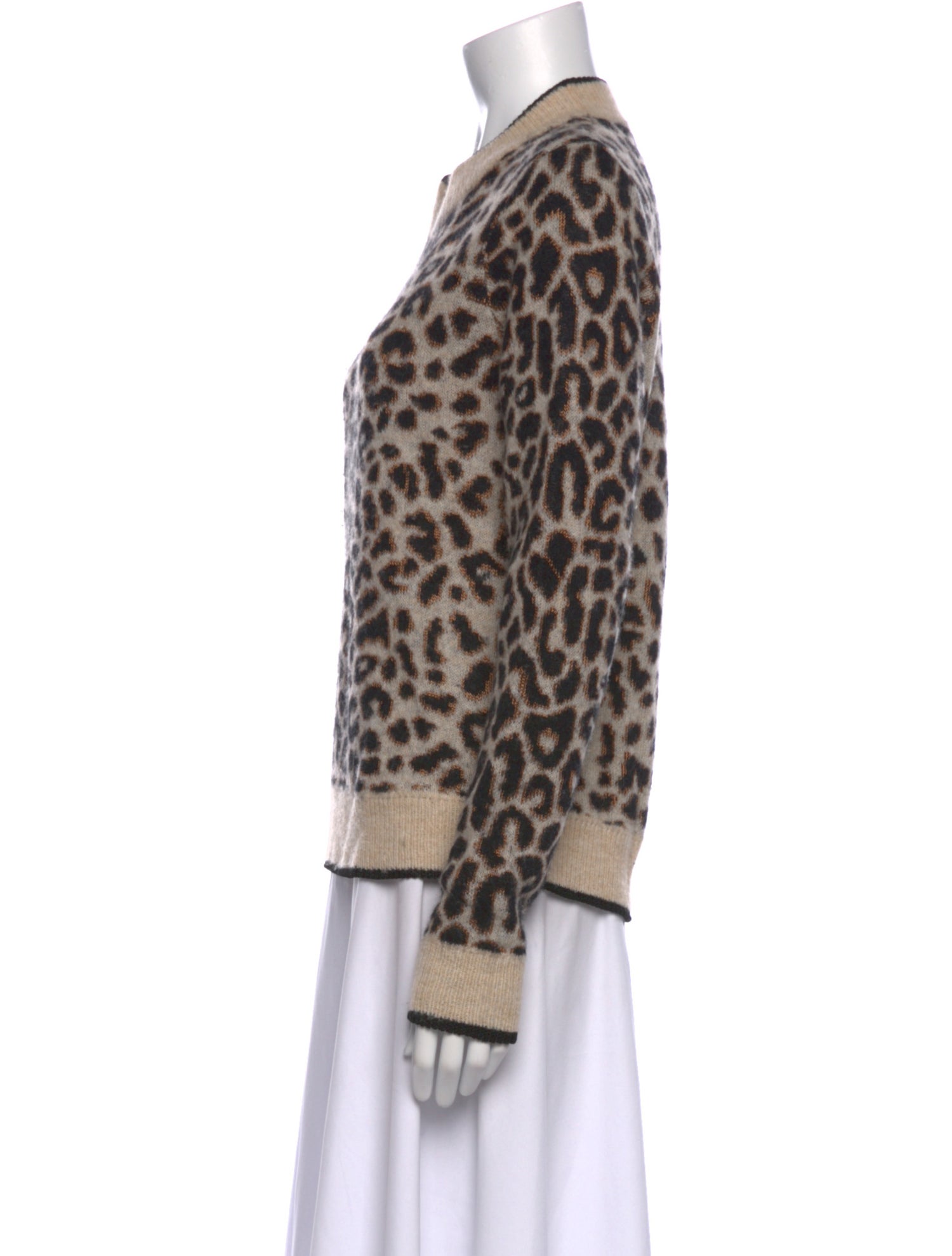 Veronica Beard Animal Print Crew Neck Sweater