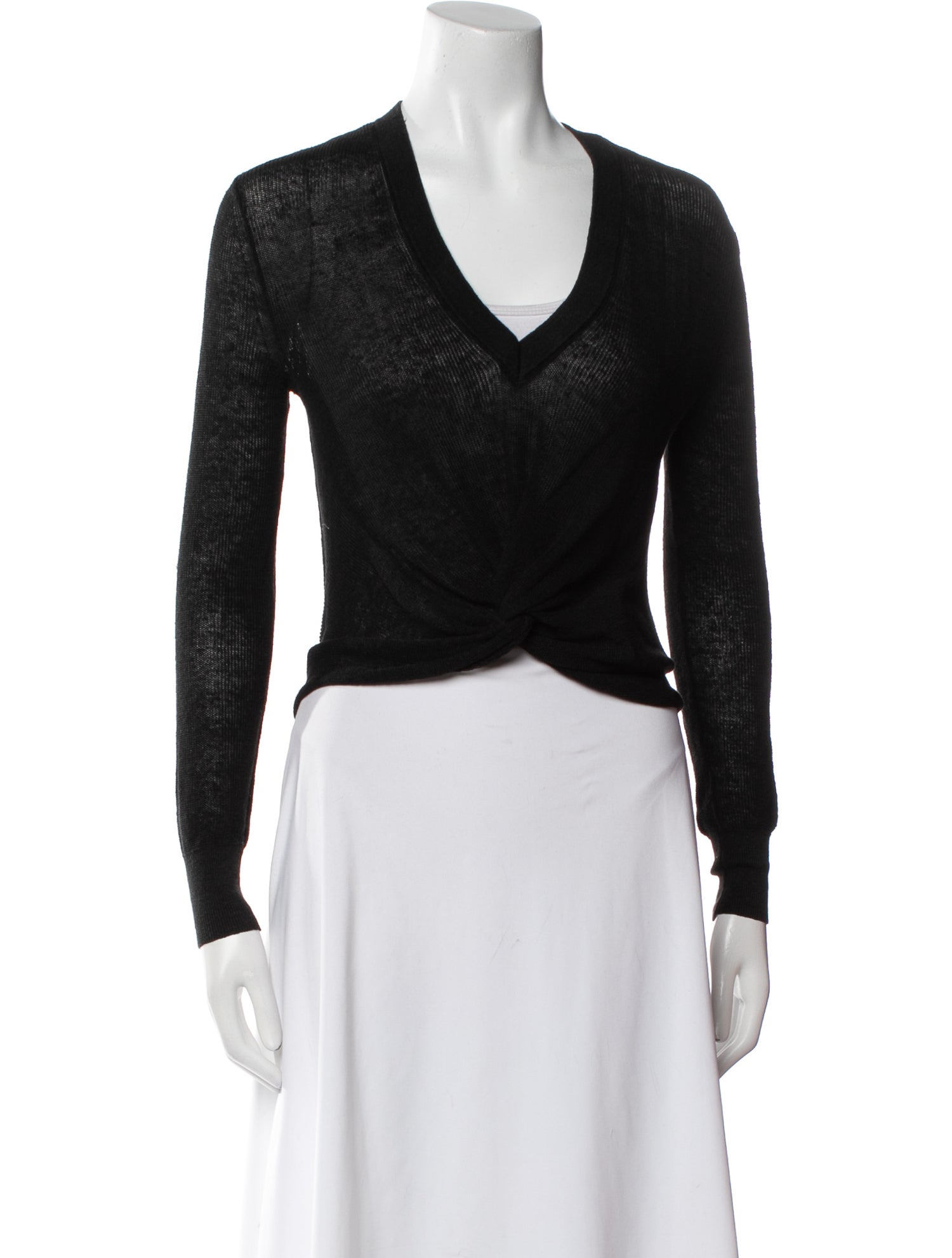 Veronica Beard Linen V-Neck Crop Top