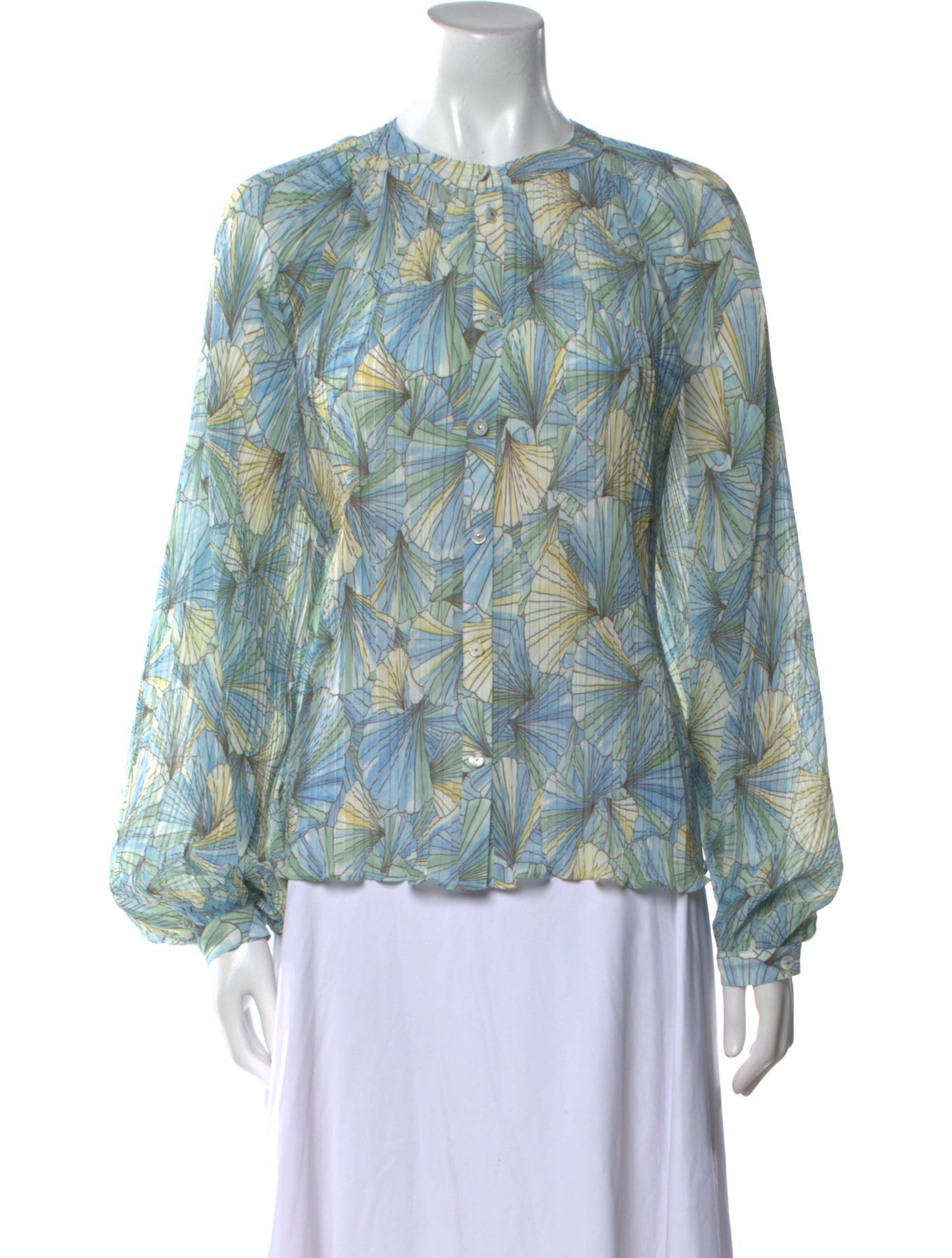 Veronica Beard Printed Crew Neck Blouse