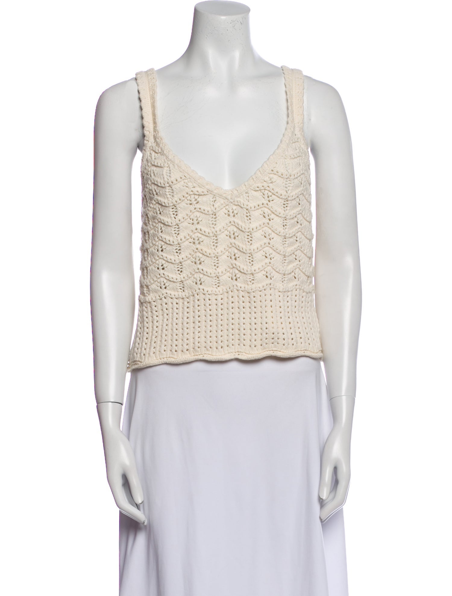 Veronica Beard V-Neck Sleeveless Crop Top