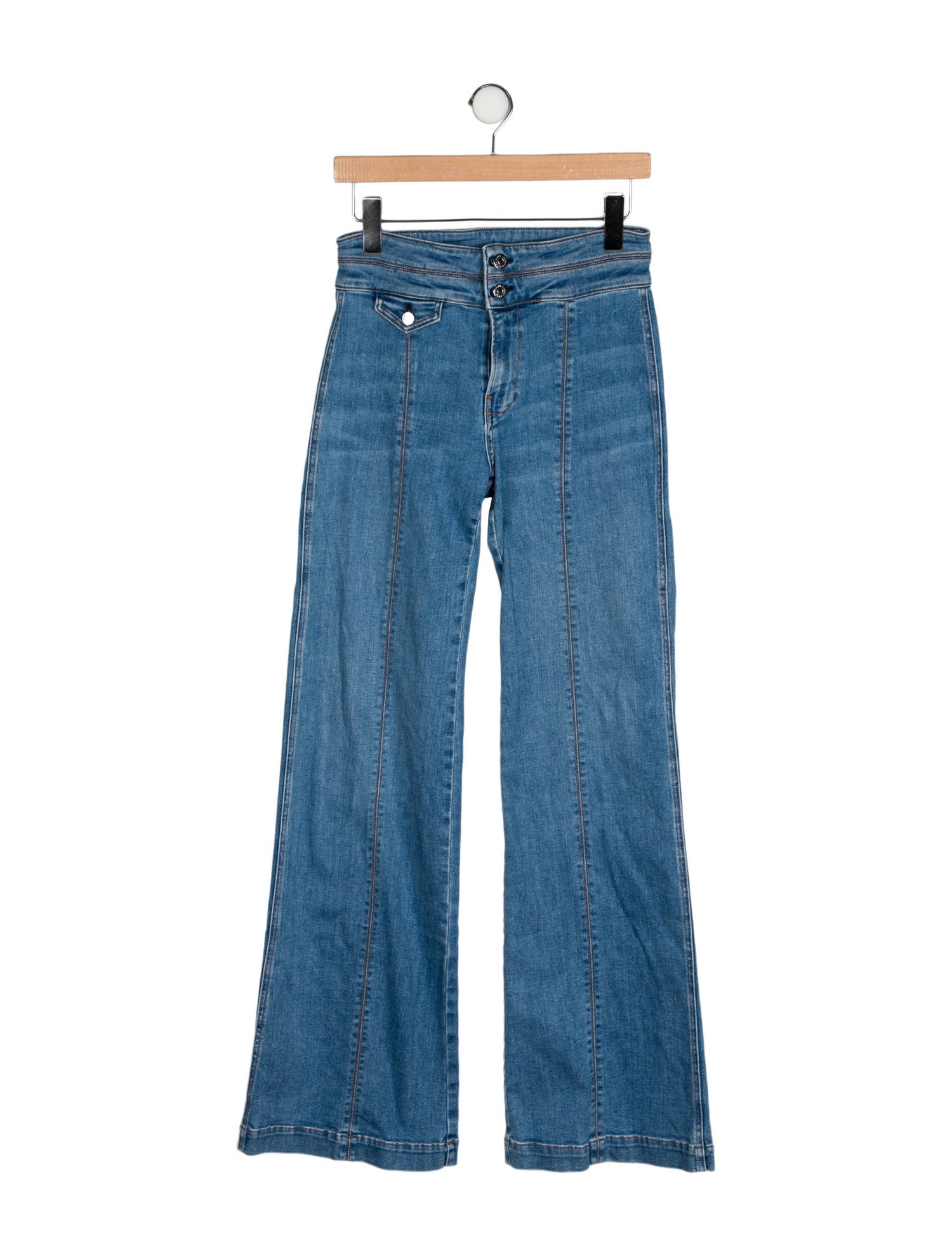 Veronica Beard Mid-Rise Wide Leg Jeans