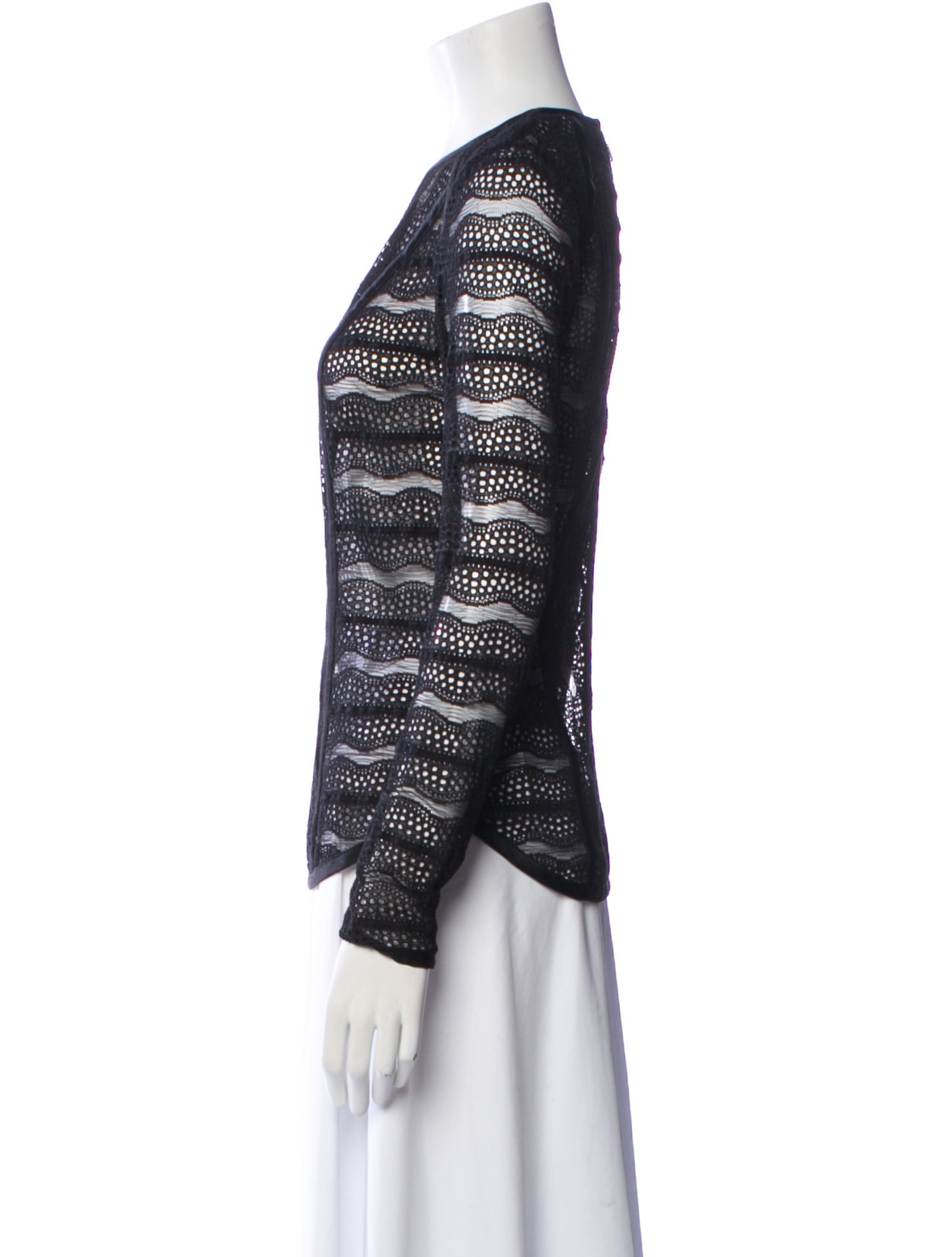 Veronica Beard Lace Pattern Crew Neck Button-Up Top