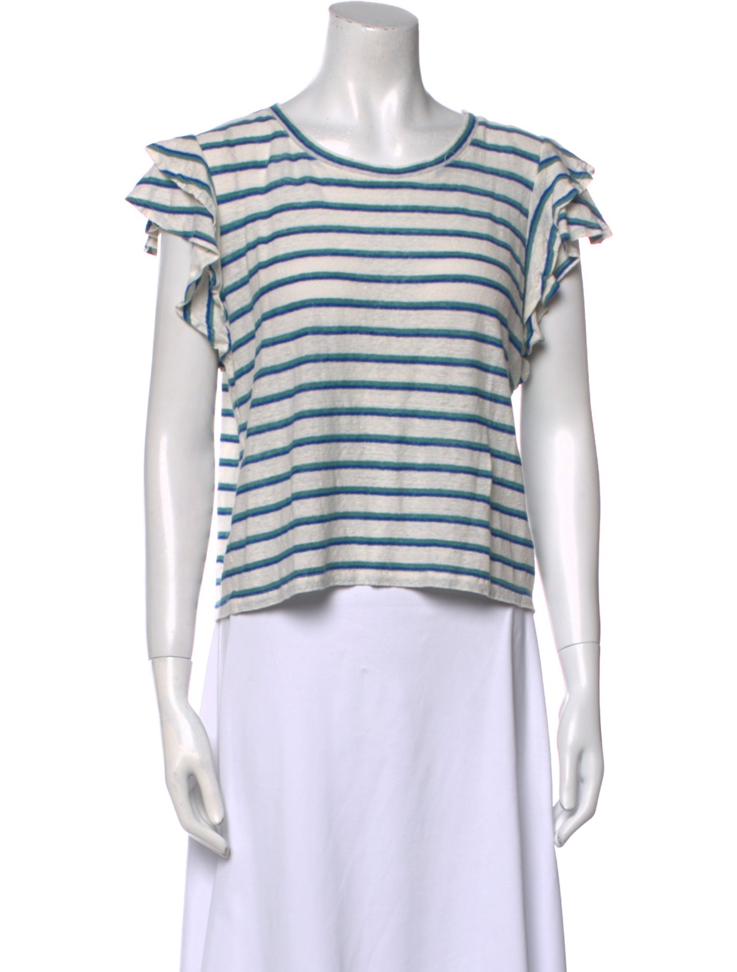 Veronica Beard Linen Striped T-Shirt