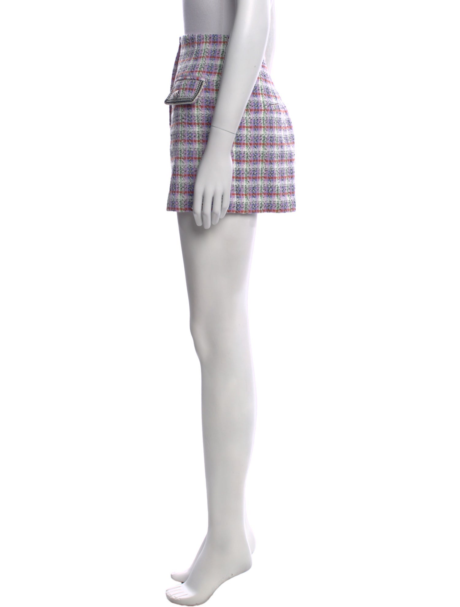 Veronica Beard Plaid Print Mini Shorts