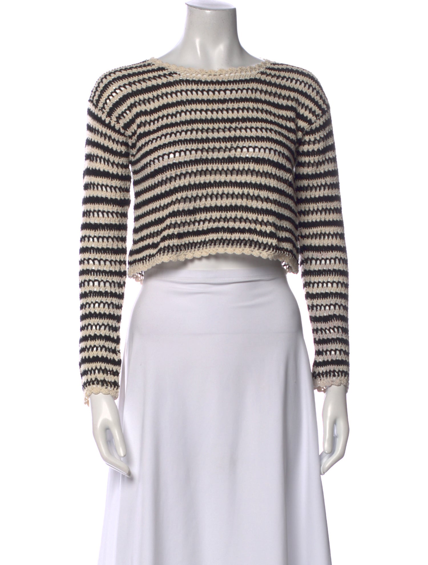 Veronica Beard Striped Bateau Neckline Crop Top