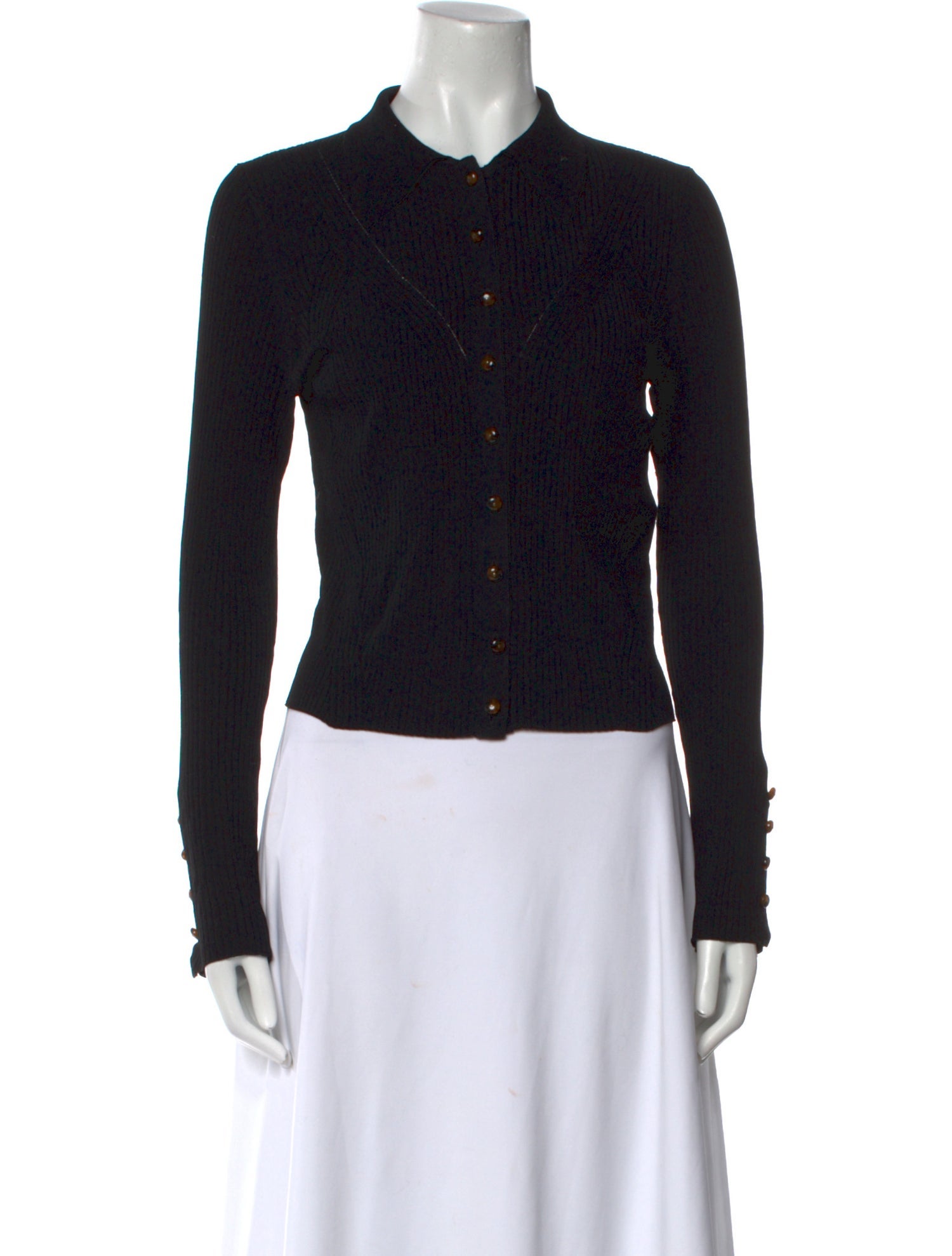 Veronica Beard Silk Crew Neck Button-Up Top