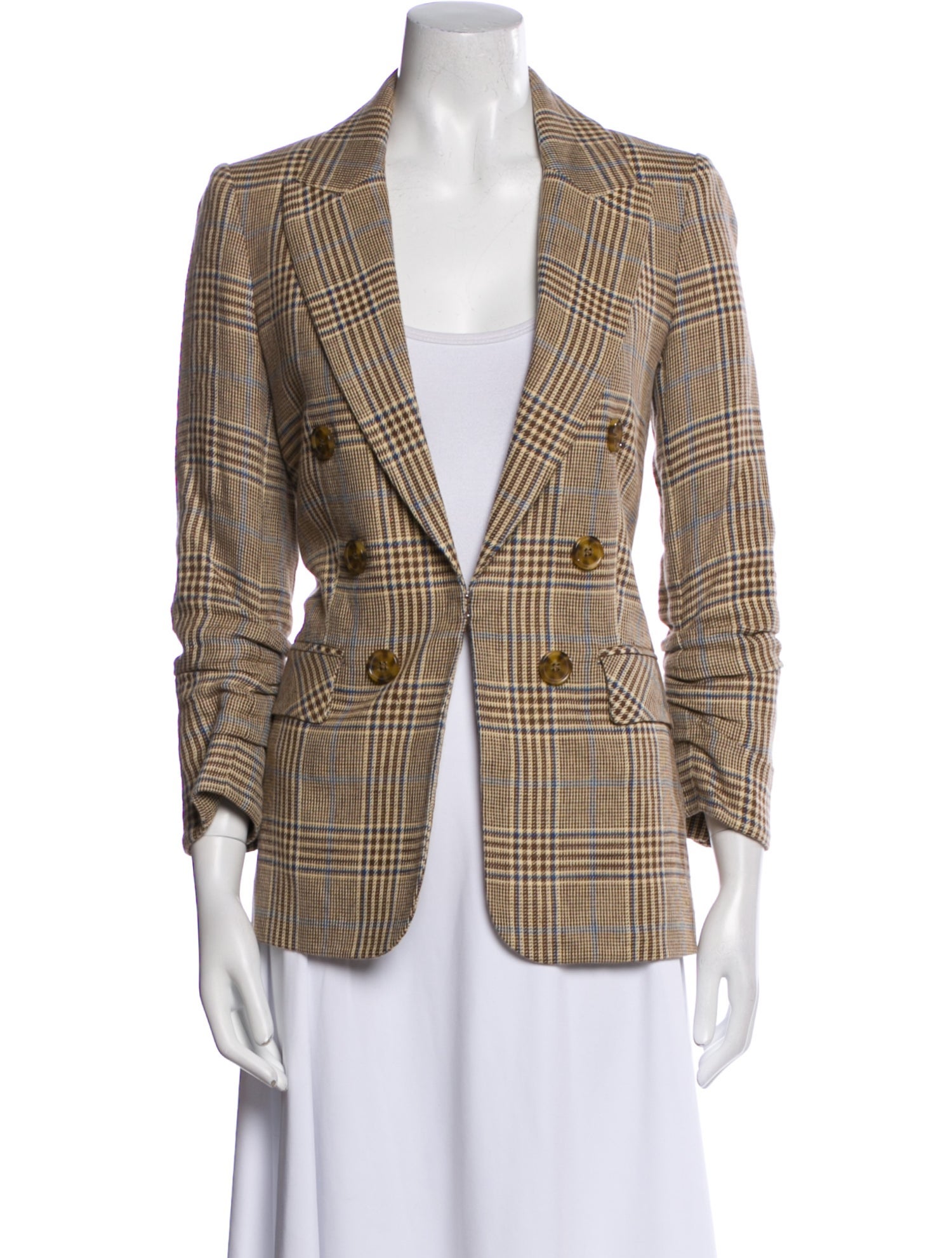 Veronica Beard Linen Plaid Print Blazer