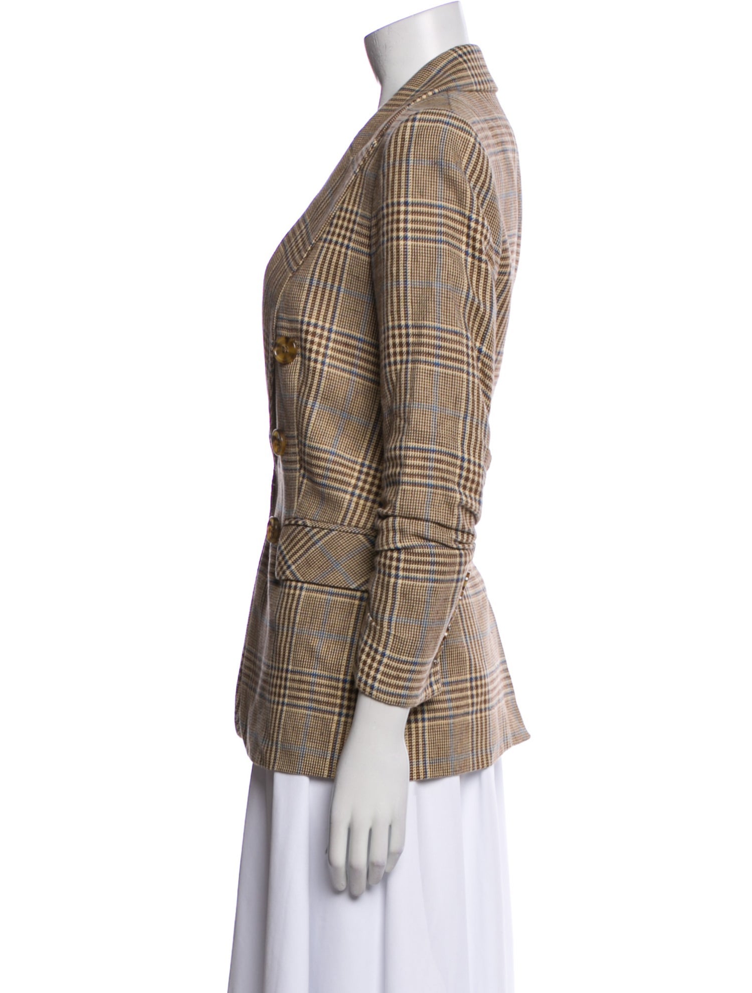 Veronica Beard Linen Plaid Print Blazer