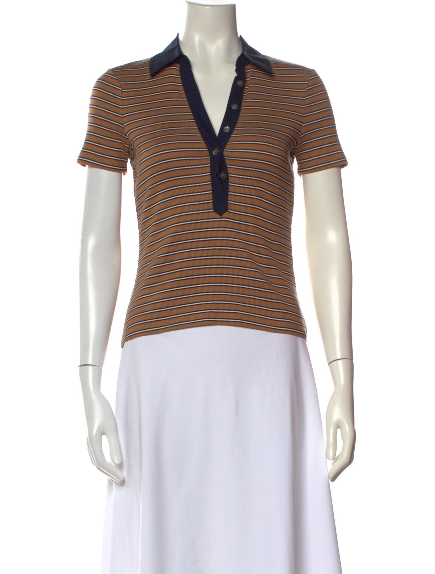 Veronica Beard Striped Short Sleeve Polo