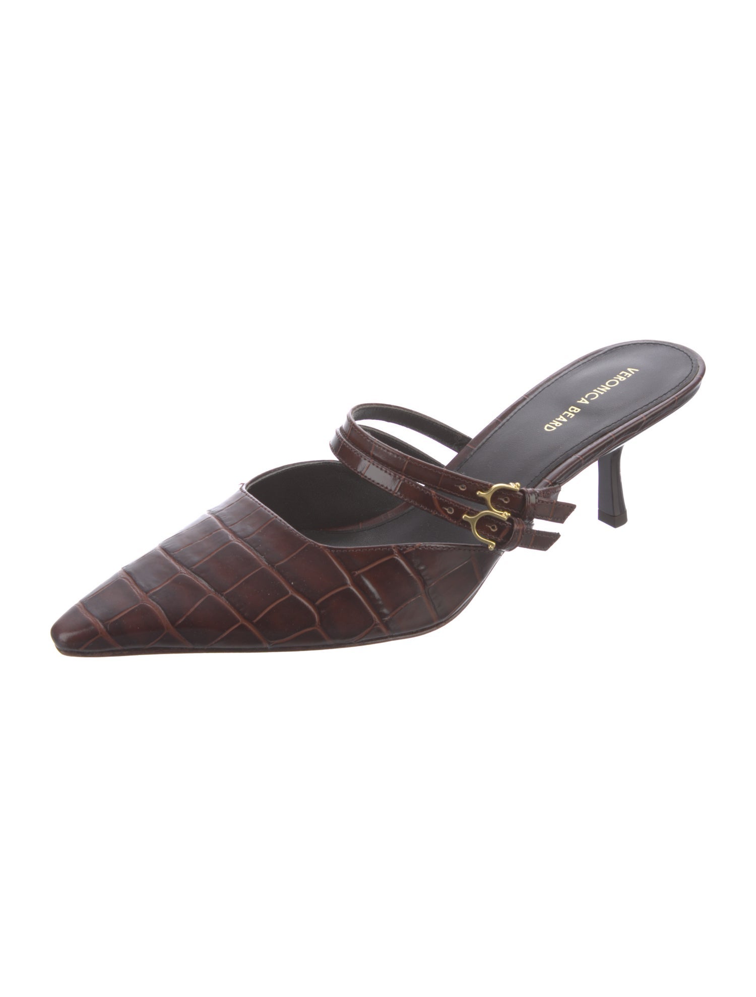 Veronica Beard Leather Animal Print Mules