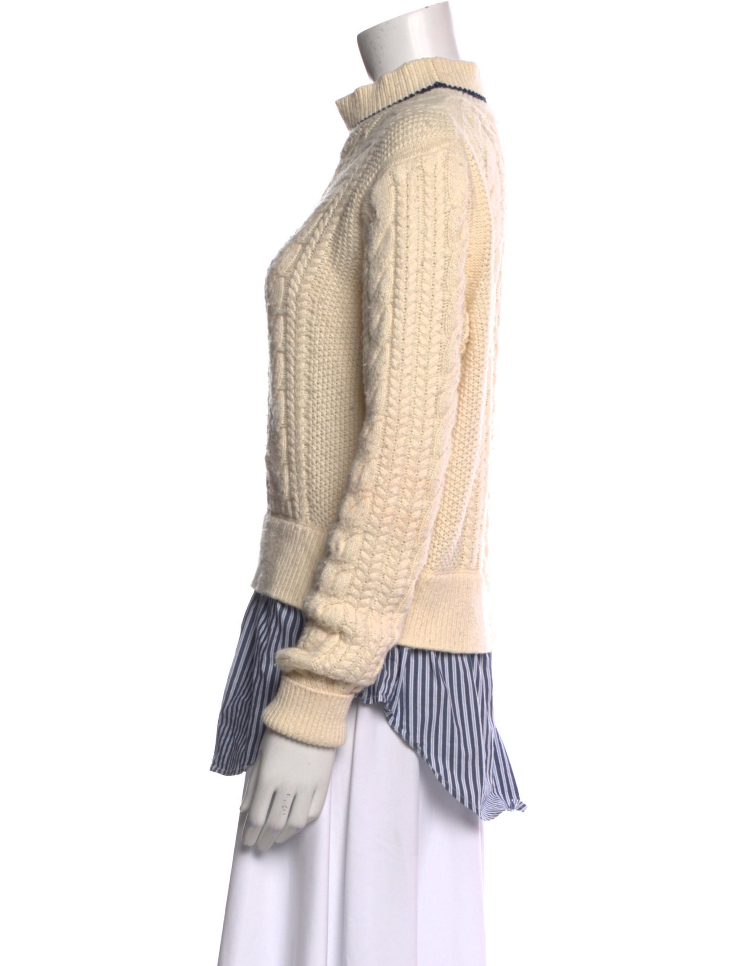 Veronica Beard Striped Mock Neck Sweater