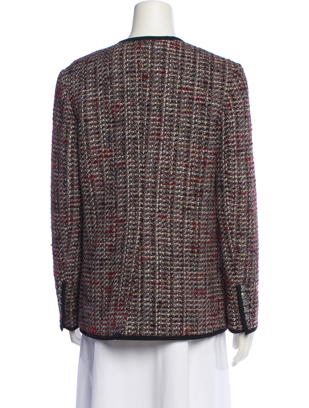 Veronica Beard Jacket Tweed Pattern Collarless Sl… - image 3