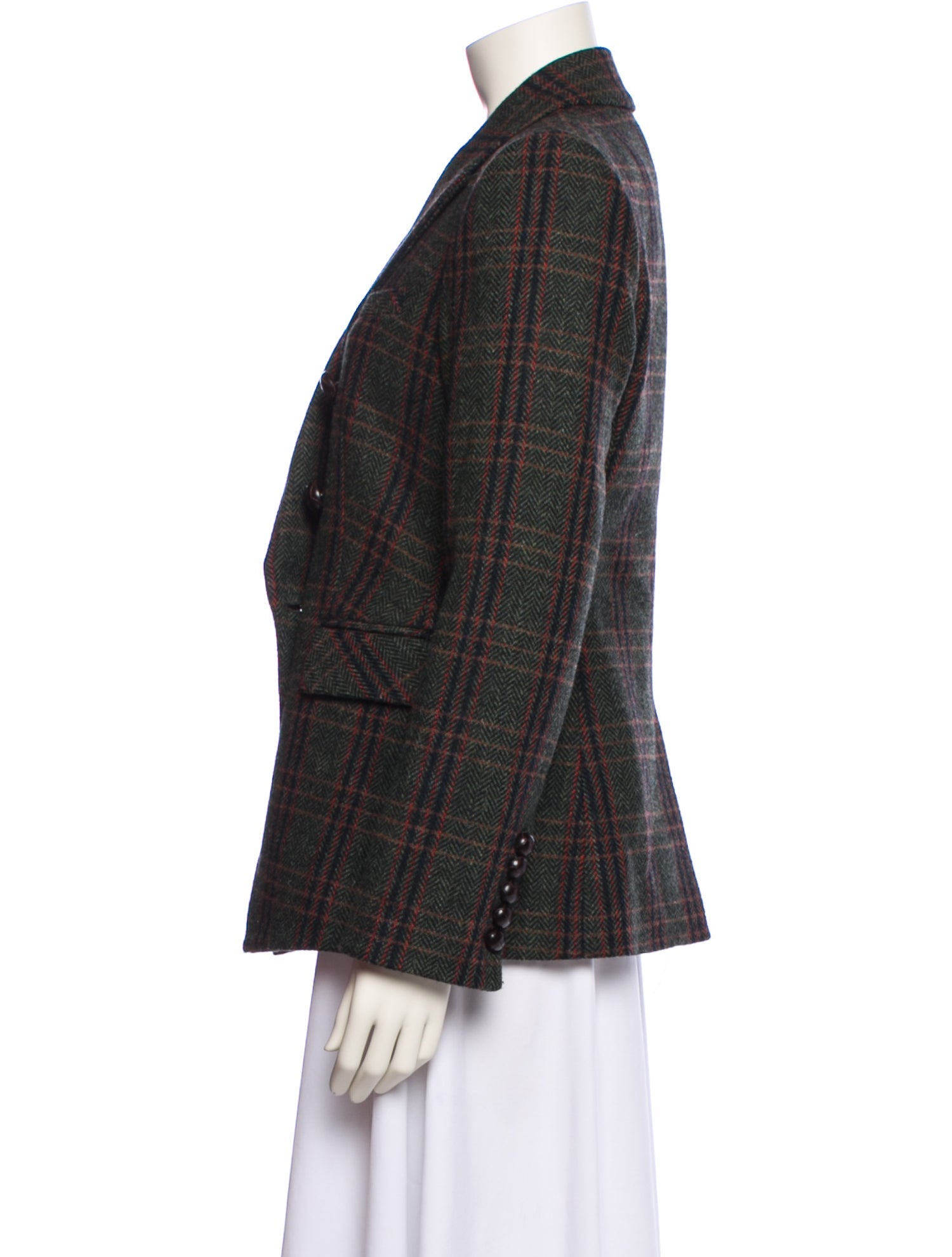 Veronica Beard Virgin Wool Plaid Print Blazer