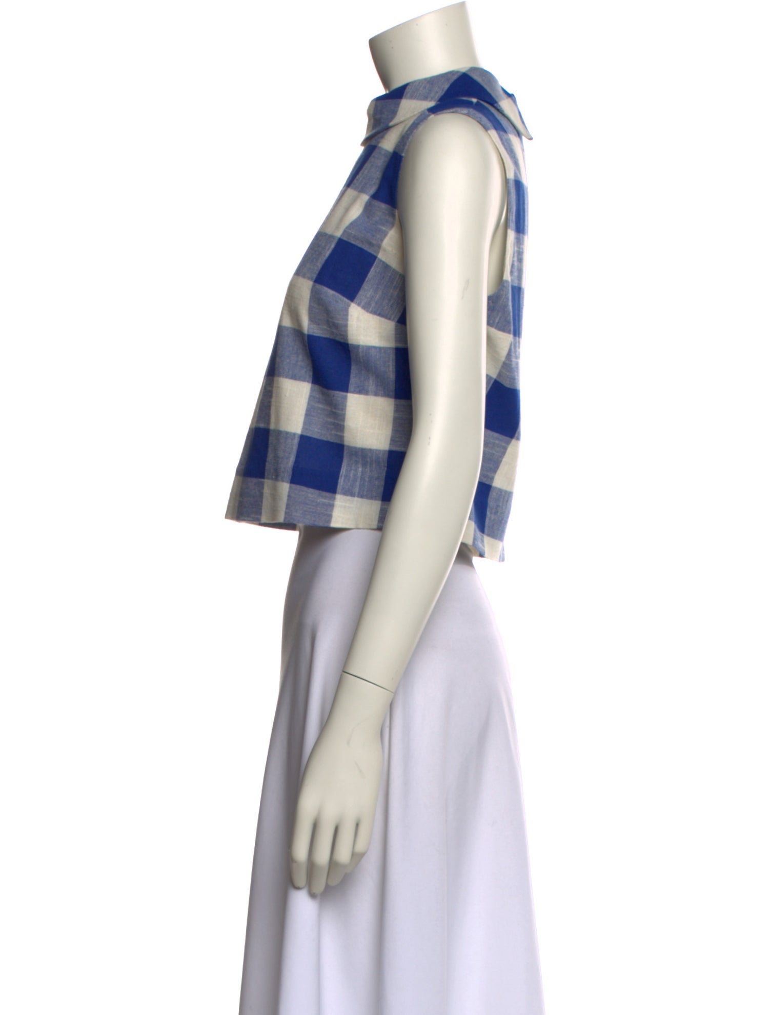 Veronica Beard Plaid Print Mock Neck Crop Top