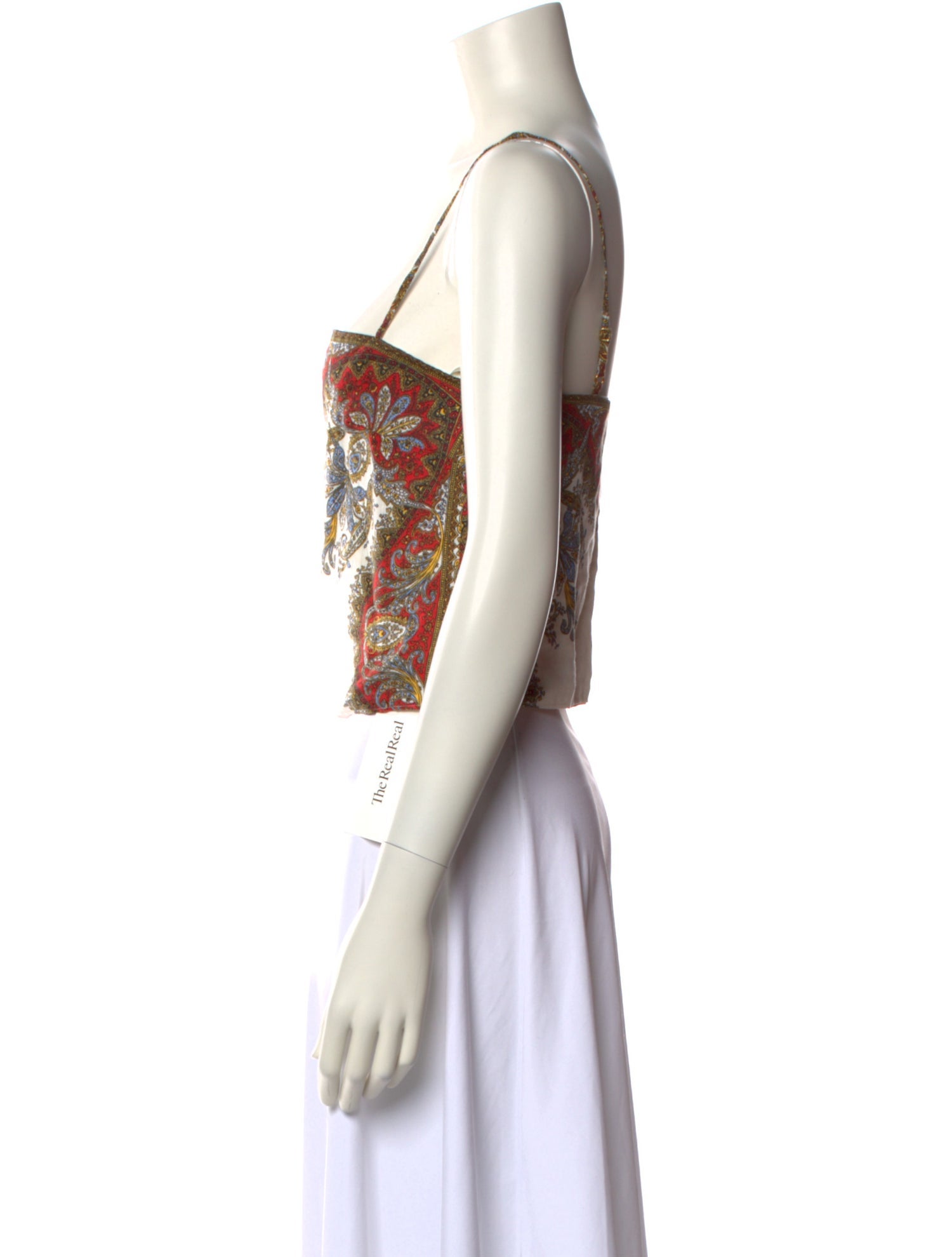 Veronica Beard Linen Paisley Print Crop Top