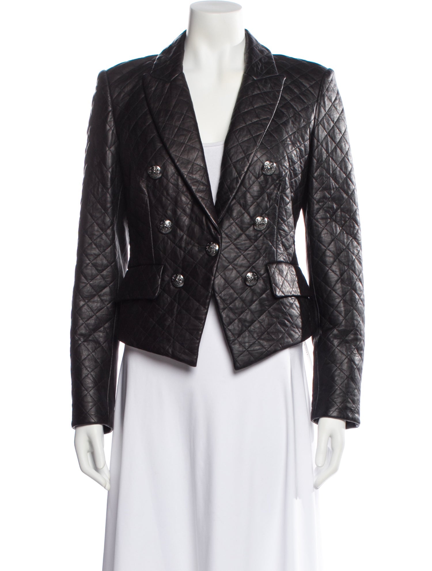 Veronica Beard Lamb Leather Printed Blazer