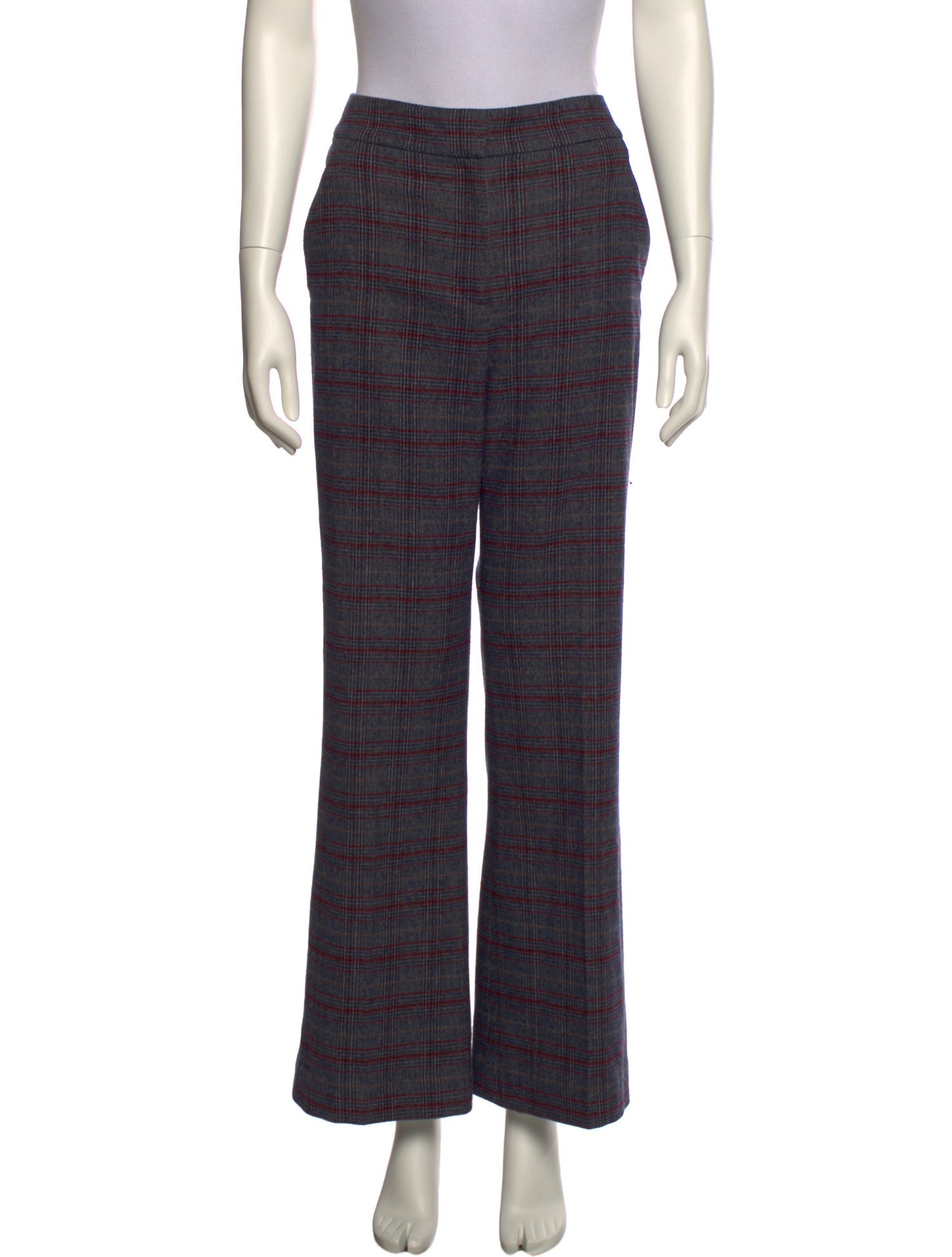 Veronica Beard Plaid Print Wide Leg Pants