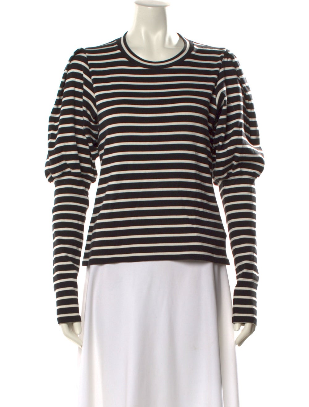 Veronica Beard Pullover Black Striped Pleated Acc… - image 1