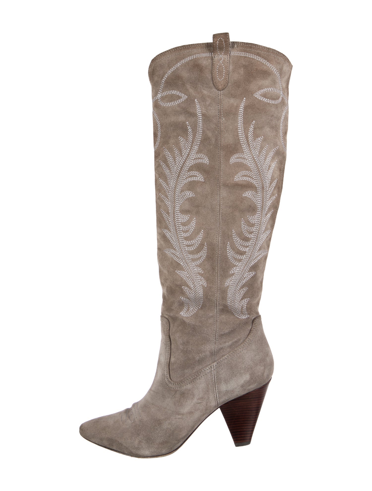 Veronica Beard Suede Embroidered Accent Boots