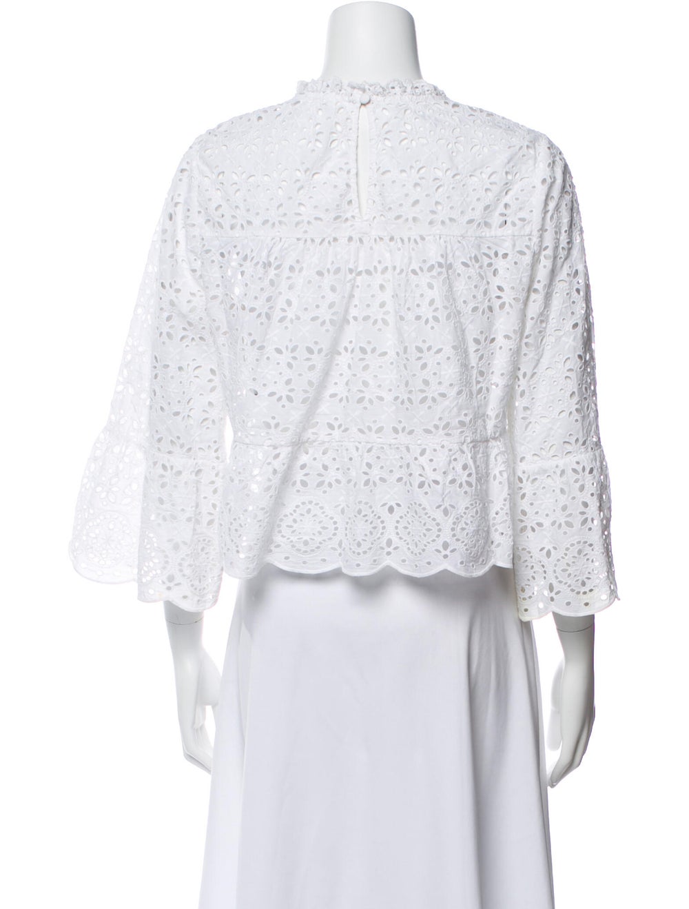 Veronica Beard Lace Pattern Mock Neck Blouse - image 3
