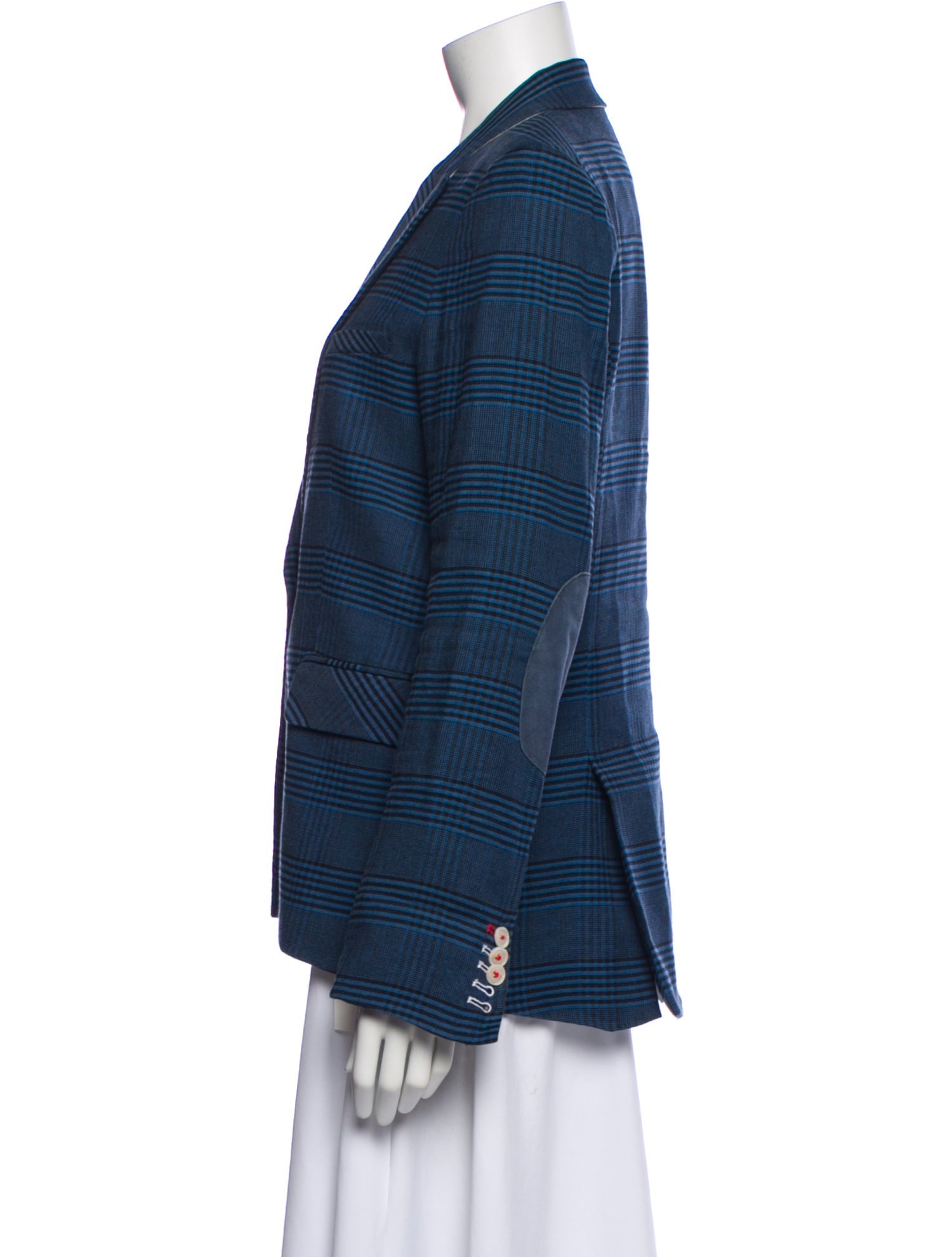 Veronica Beard Linen Plaid Print Blazer