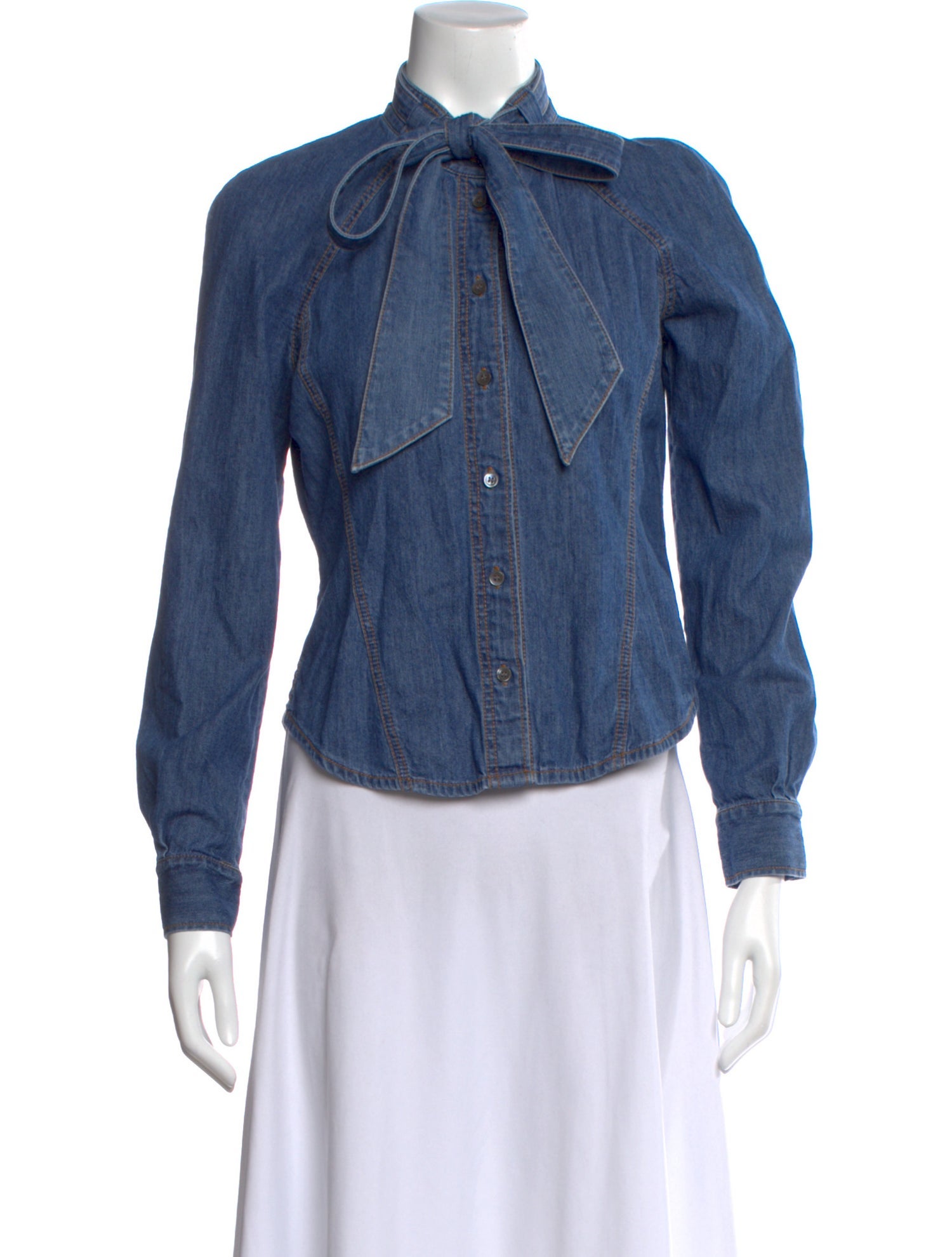 Veronica Beard Tie Neck Long Sleeve Blouse