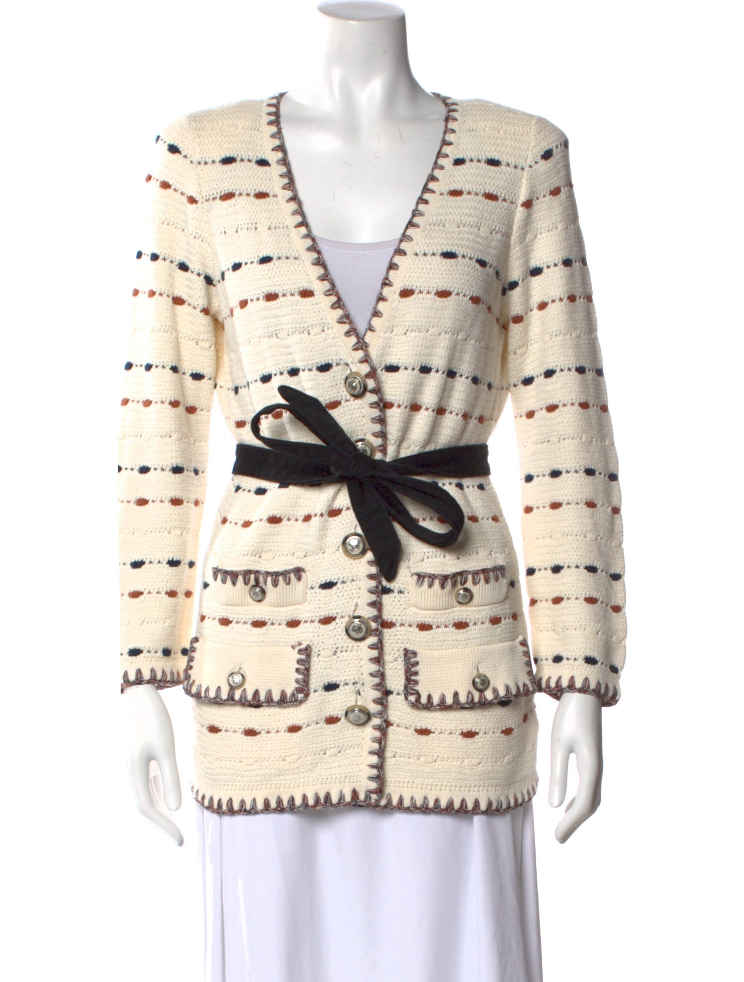 Veronica Beard Striped V-Neck Sweater